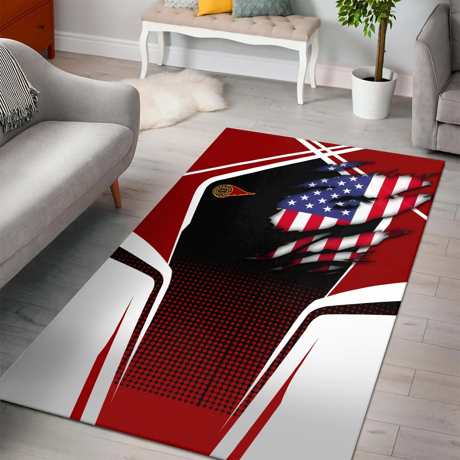 Railspirit Personalized Western Maryland Railway Area Rug American Eagle Vintage Train Rug