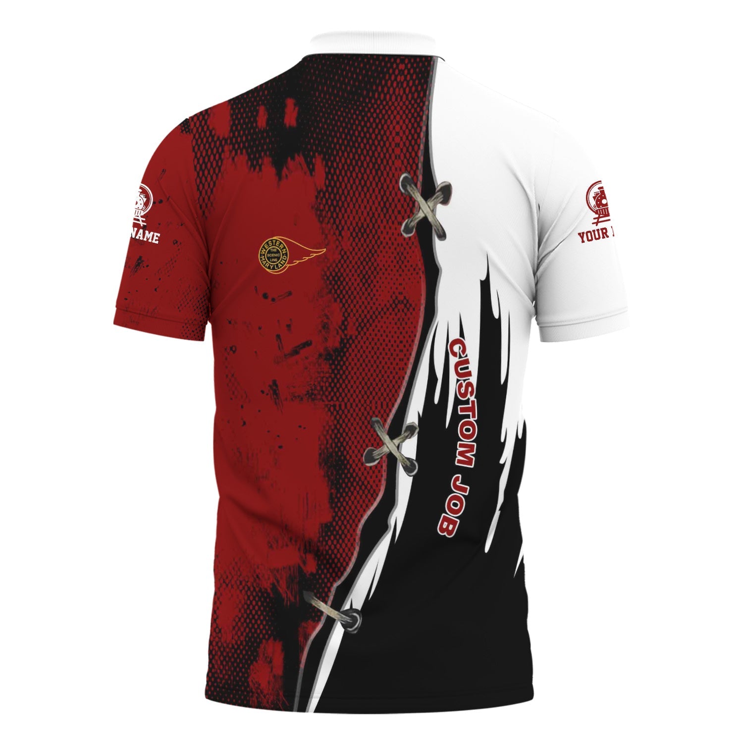 Railspirit Personalized Western Maryland Railway Polo Shirt Retro Stitches Design with Custom Position Train Shirt