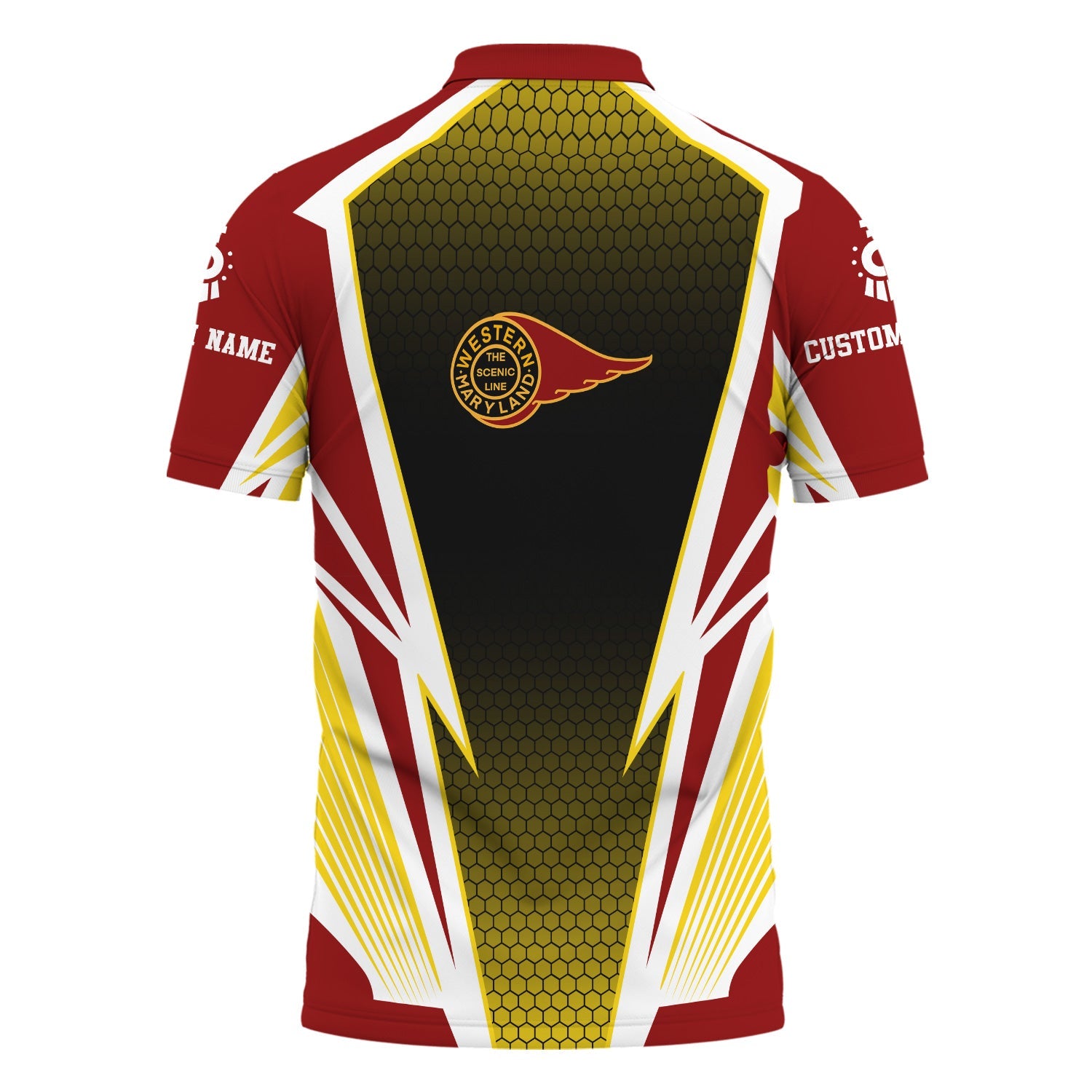 Railspirit Personalized Western Maryland Railway Polo Shirt Lightning Graphic Style Shirt Gift Idea For Train Lover