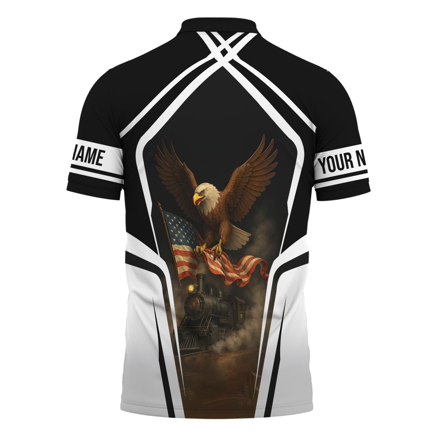 Railspirit Personalized Norfolk Southern Railway Polo Shirt American Eagle Vintage Train Shirt