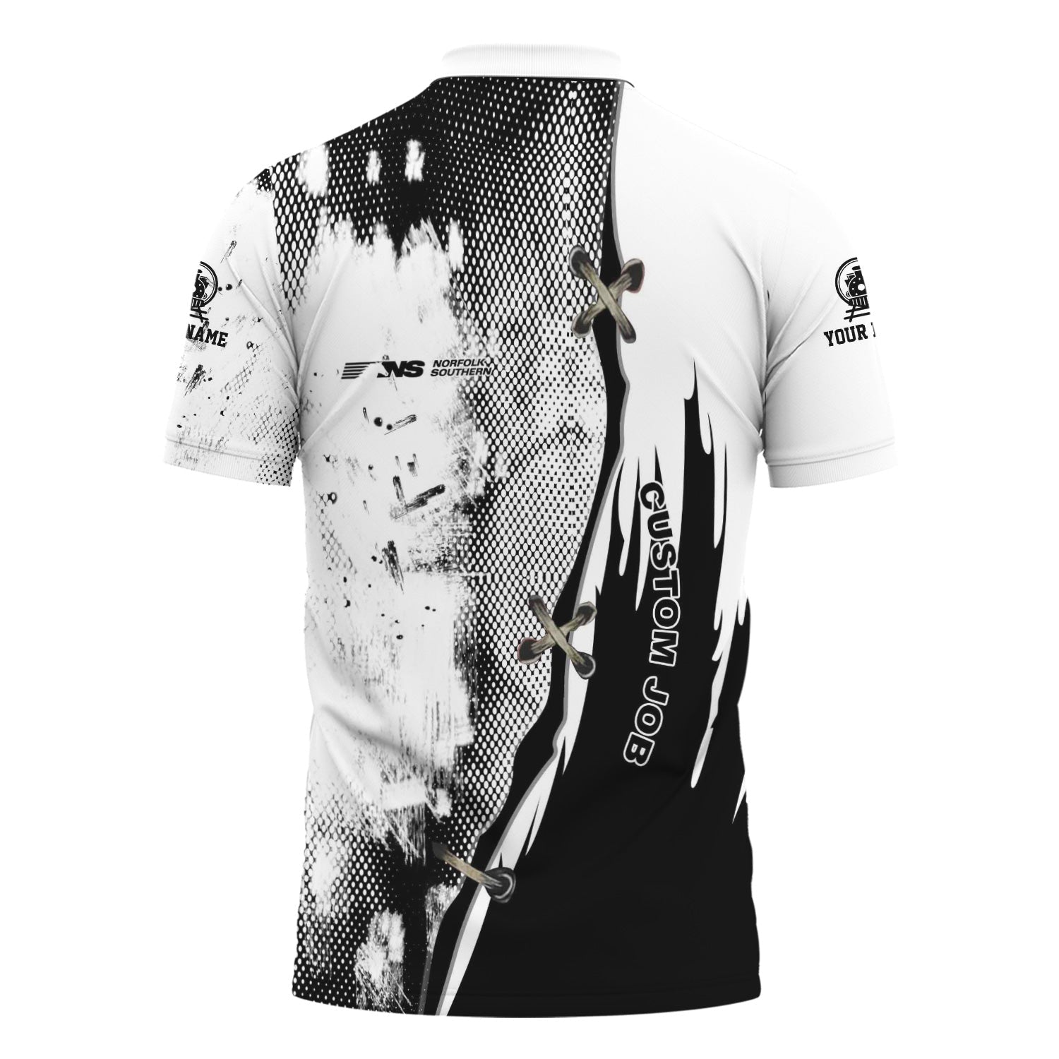 Railspirit Personalized Norfolk Southern Railway Polo Shirt Retro Stitches Design with Custom Position Train Shirt