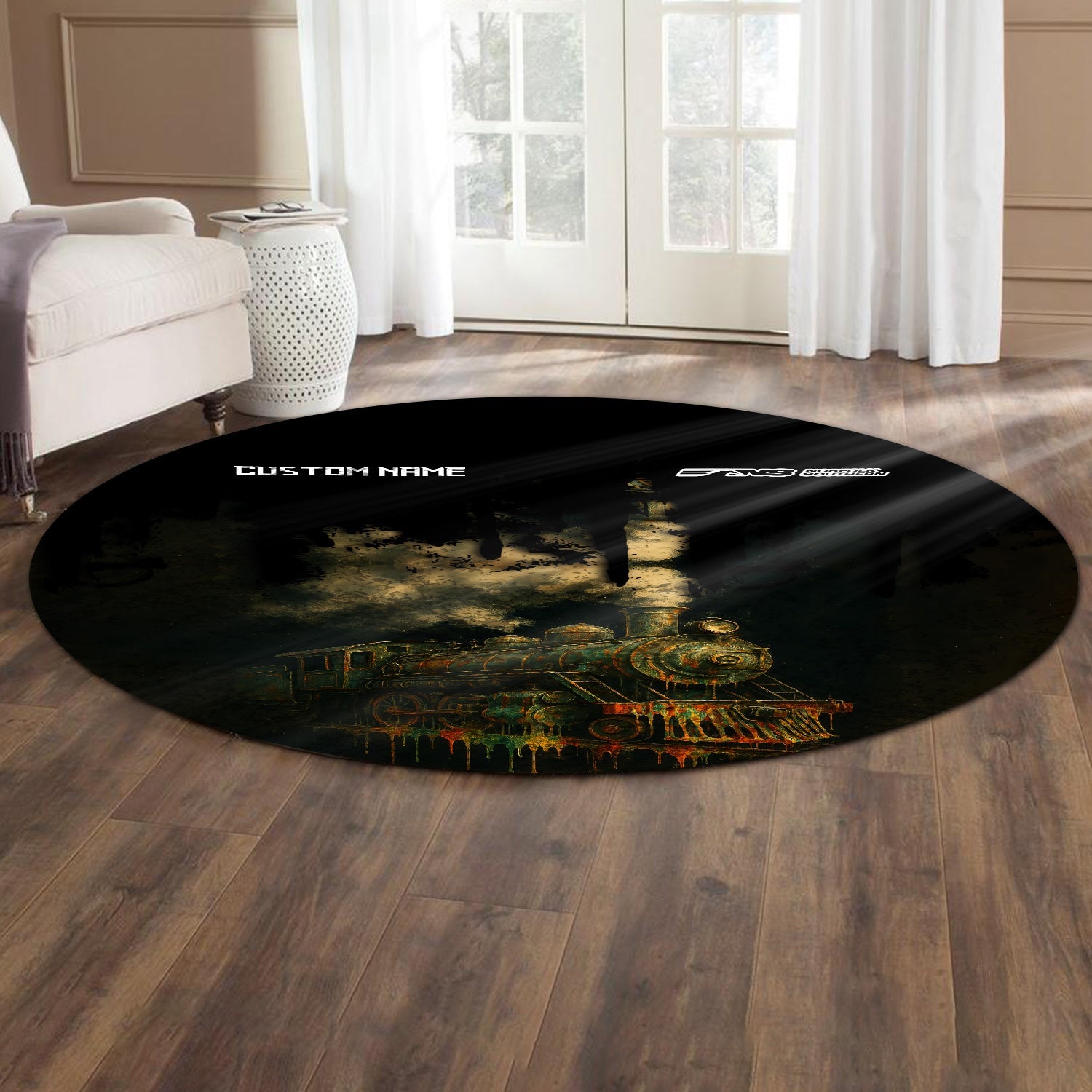 Railspirit Personalized Norfolk Southern Railway Round Mat Vintage Train Art Style Mat For Locomotive Fans