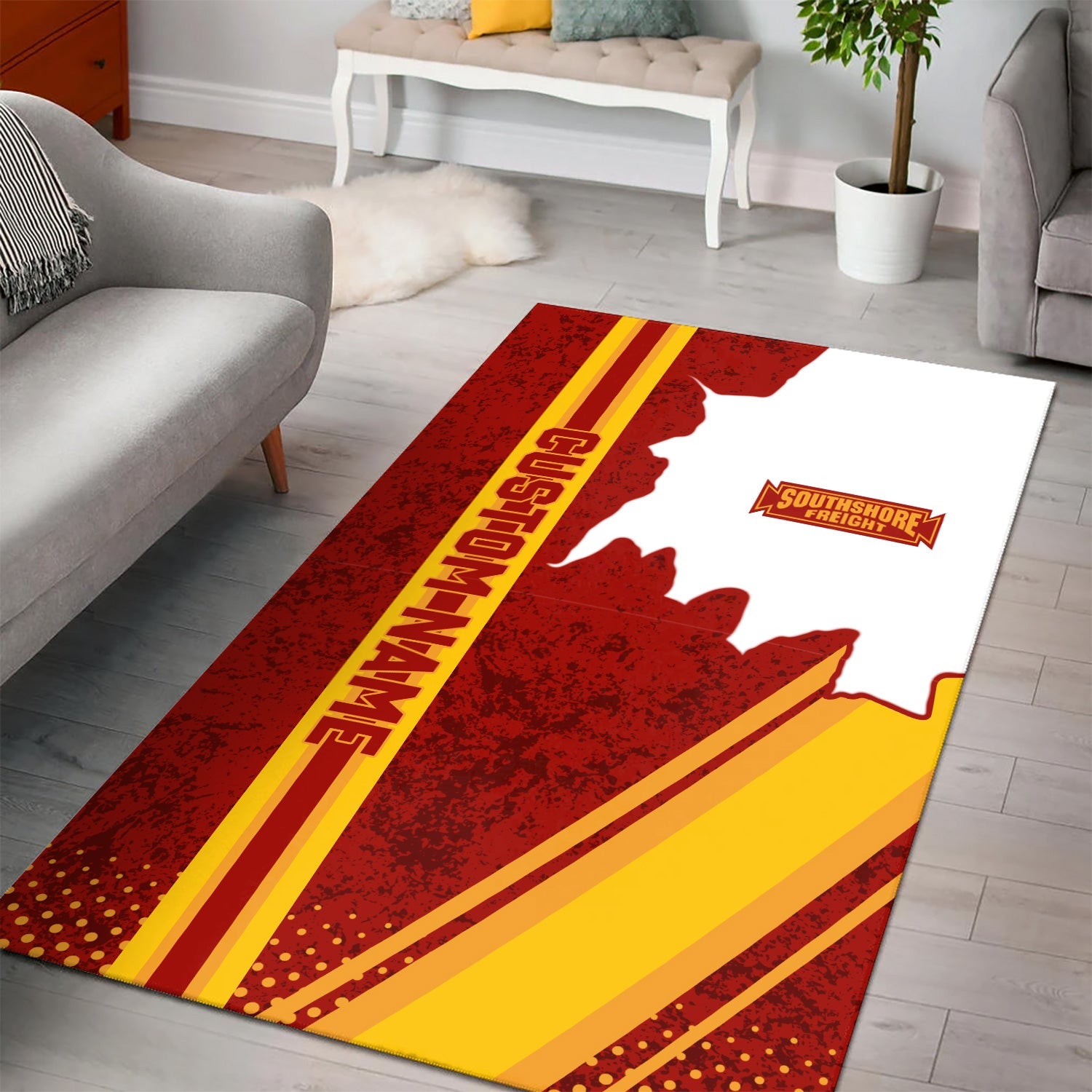 Railspirit Personalized Chicago South Shore and South Bend Railroad Area Rug Vintage All Over Printed Rug