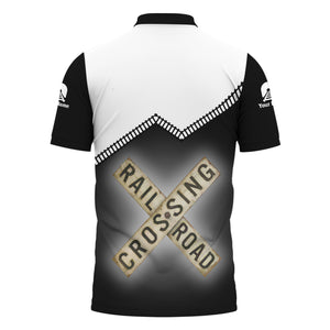 Railspirit Personalized Norfolk and Western Railway Polo Shirt Railroad Crossing Printed Train Track Shirt