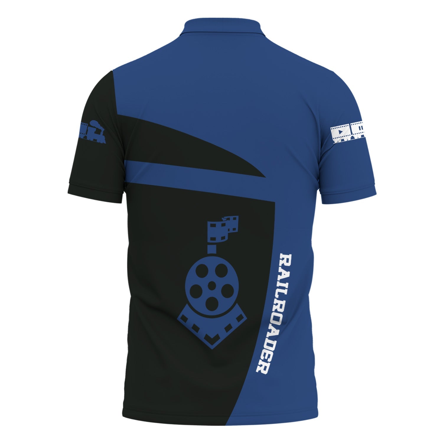 Railspirit Personalized Duluth, Winnipeg and Pacific Railway Polo Shirt All Aboard Steam Train Movie Projector Style Shirt