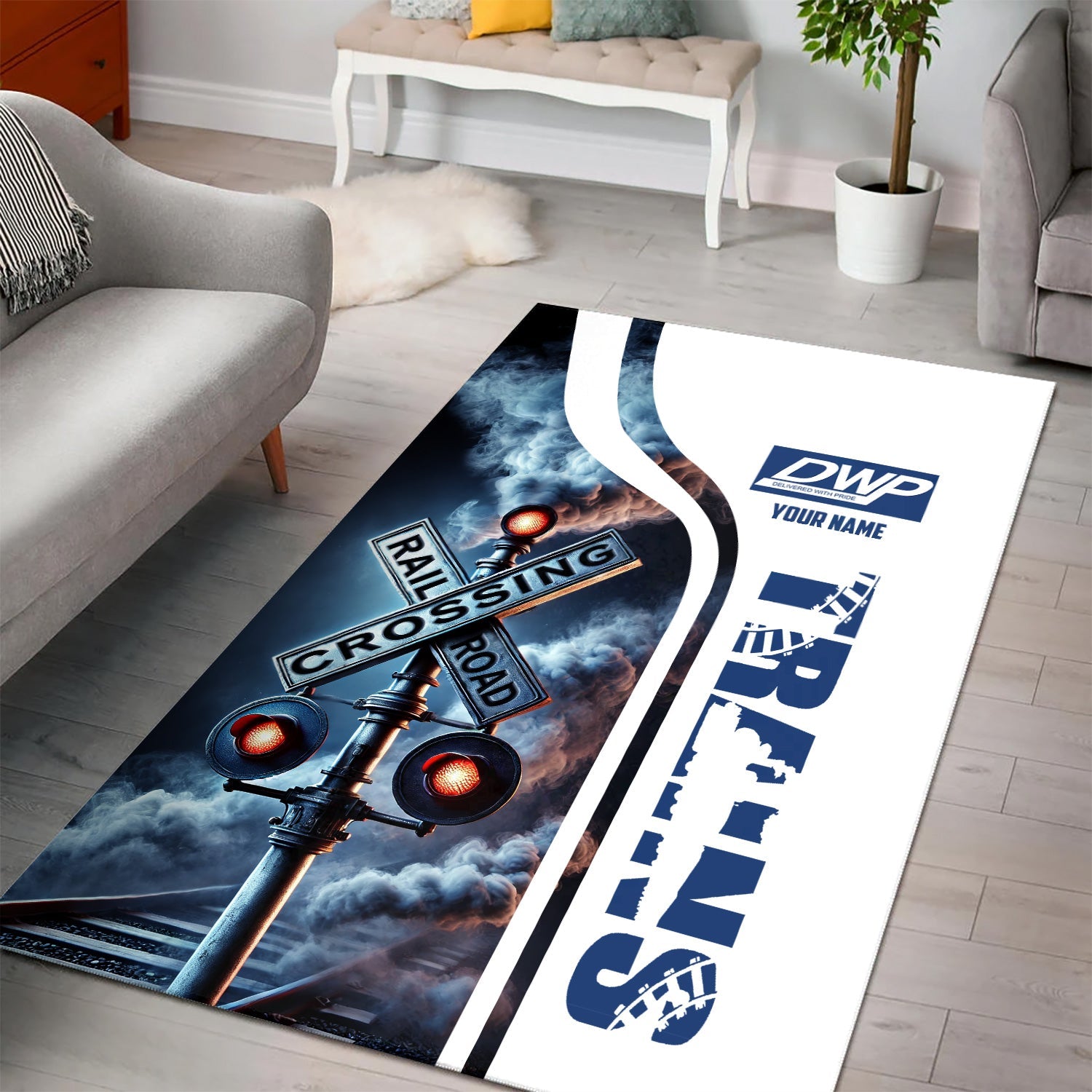 Railspirit Personalized Duluth, Winnipeg and Pacific Railway Area Rug Railroad Crossing Sign Rug All Over Print