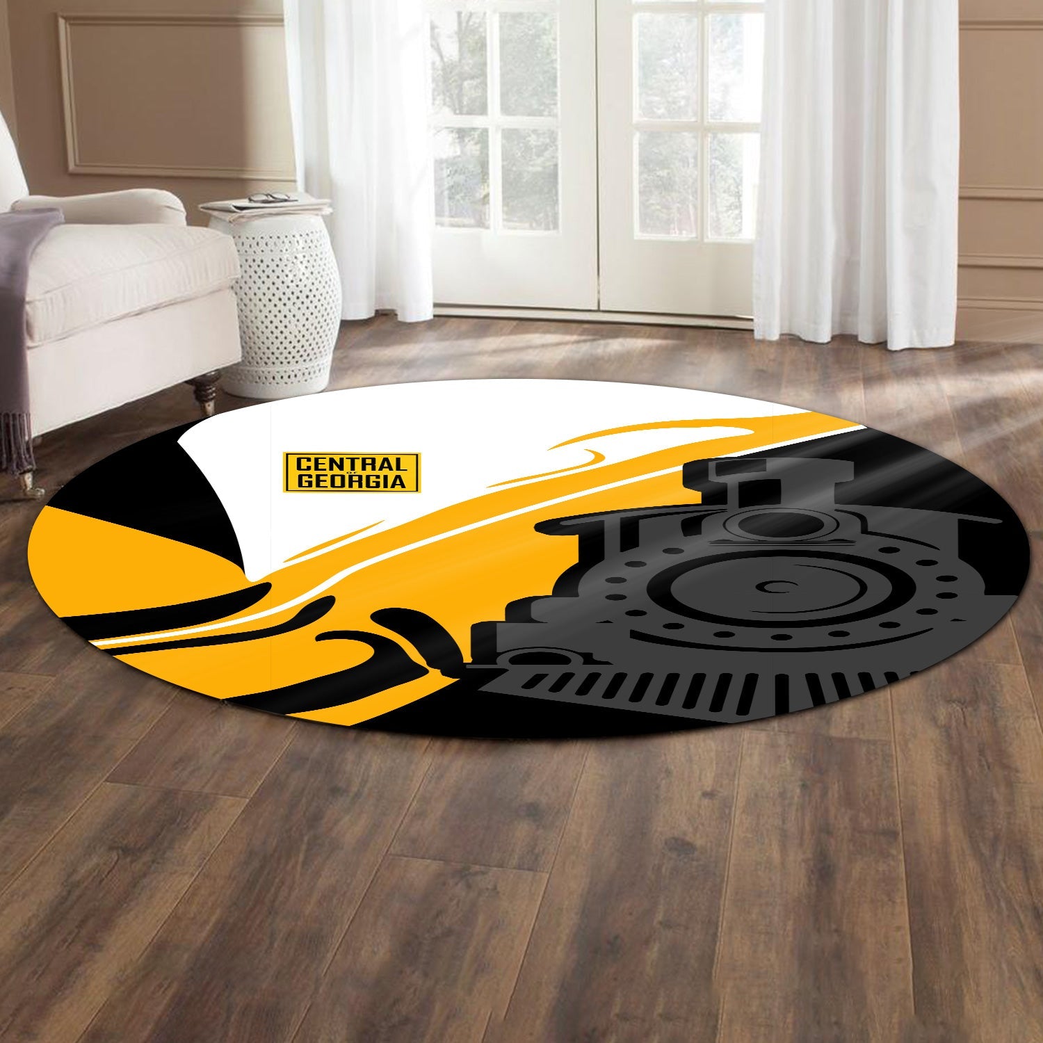 Railspirit Central of Georgia Railway Round Mat Flame-Inspired Style Mat Gift Idea For Train Lovers