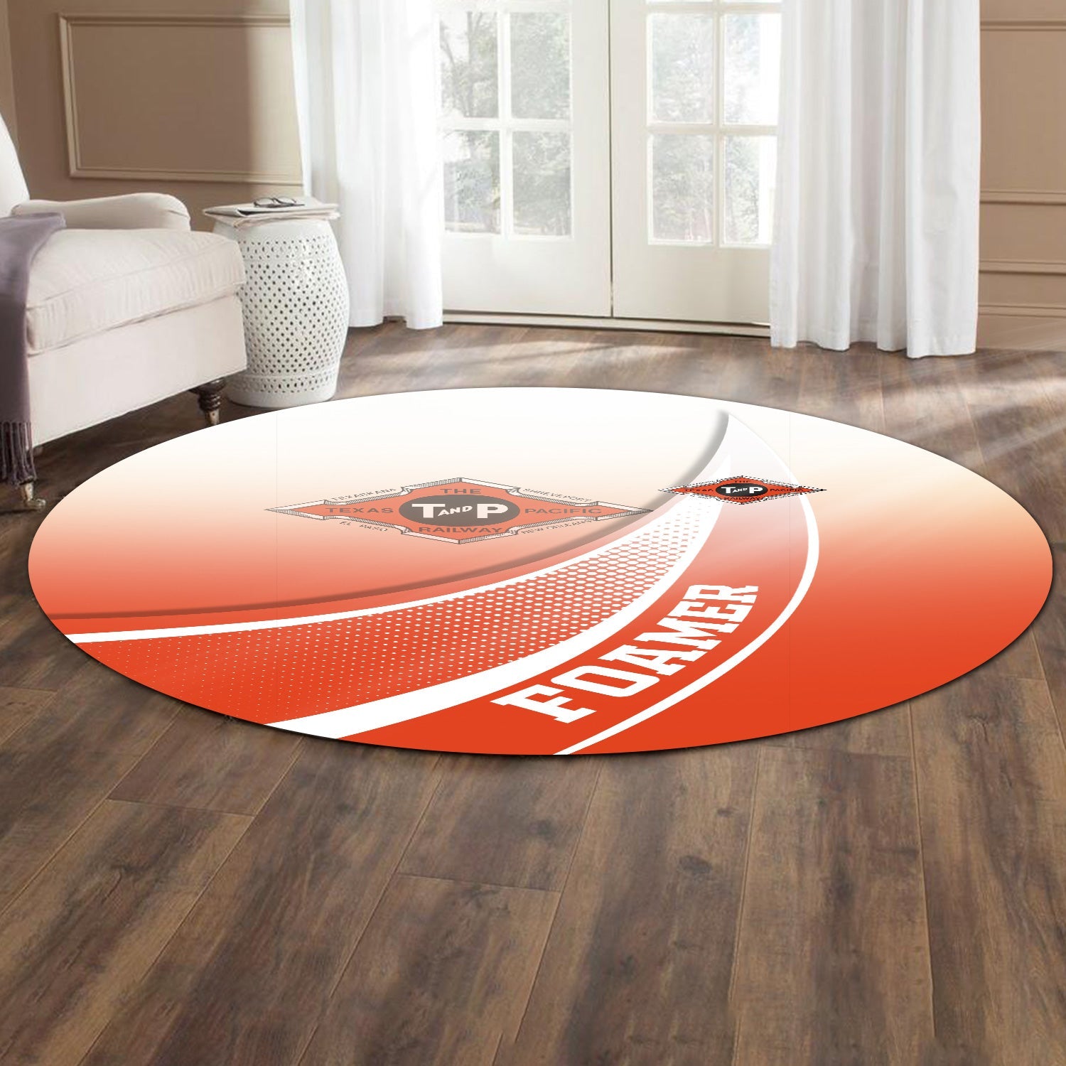 Railspirit Texas and Pacific Railway Round Mat Railway-Themed Style Mat Gift Idea For Trainspotter