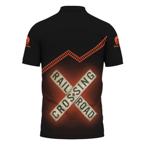Railspirit Personalized Texas and Pacific Railway Polo Shirt Railroad Crossing Printed Train Track Shirt