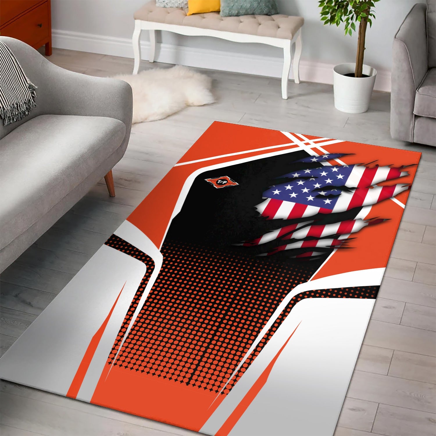 Railspirit Personalized Texas and Pacific Railway Area Rug American Eagle Vintage Train Rug