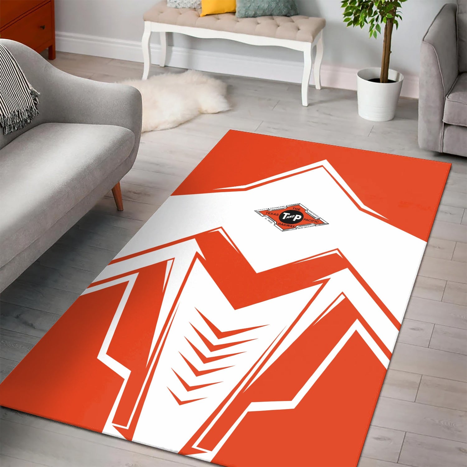 Railspirit Texas and Pacific Railway Area Rug Railway Trainspotter Style Rug Gift Idea For Foamers