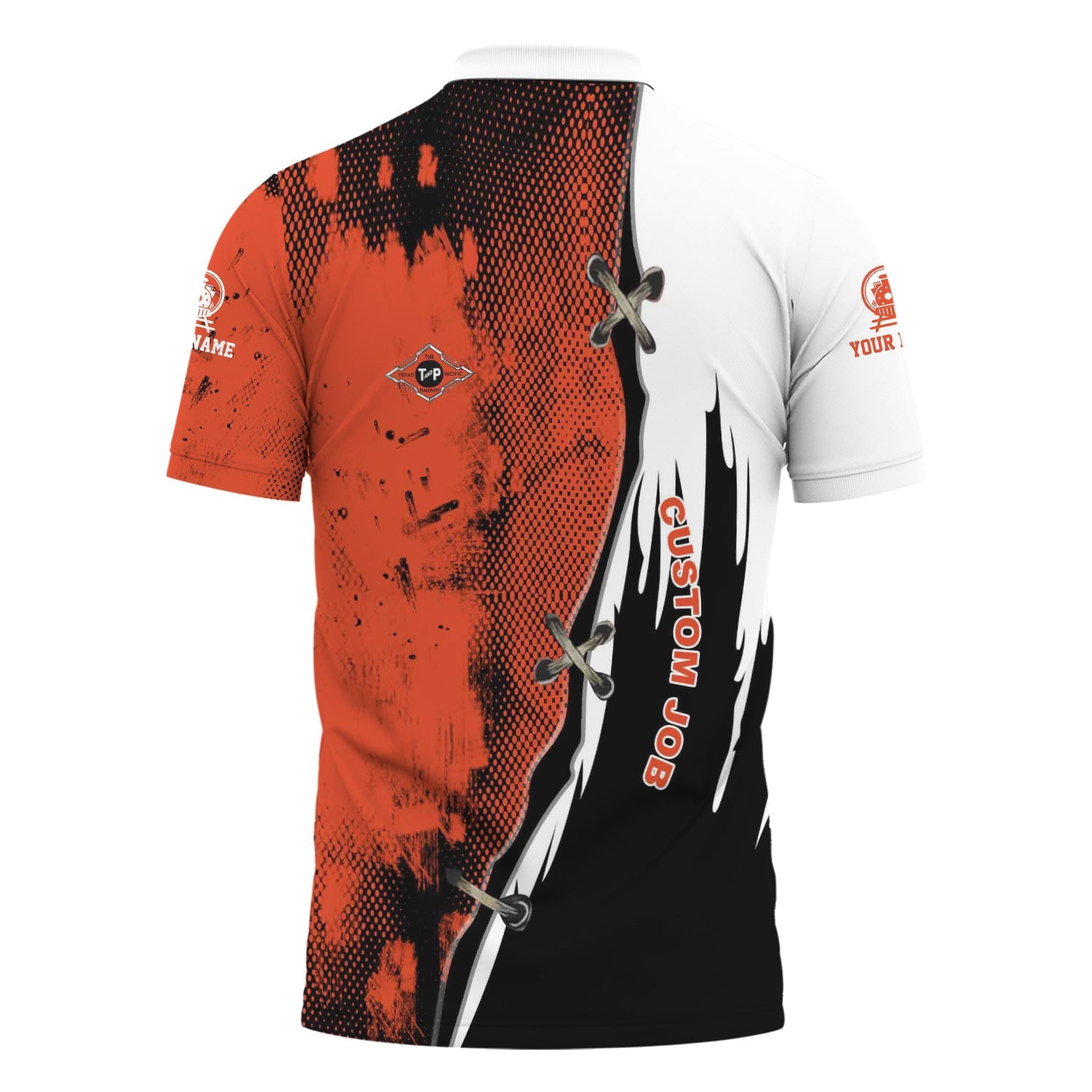 Railspirit Personalized Texas and Pacific Railway Polo Shirt Retro Stitches Design with Custom Position Train Shirt