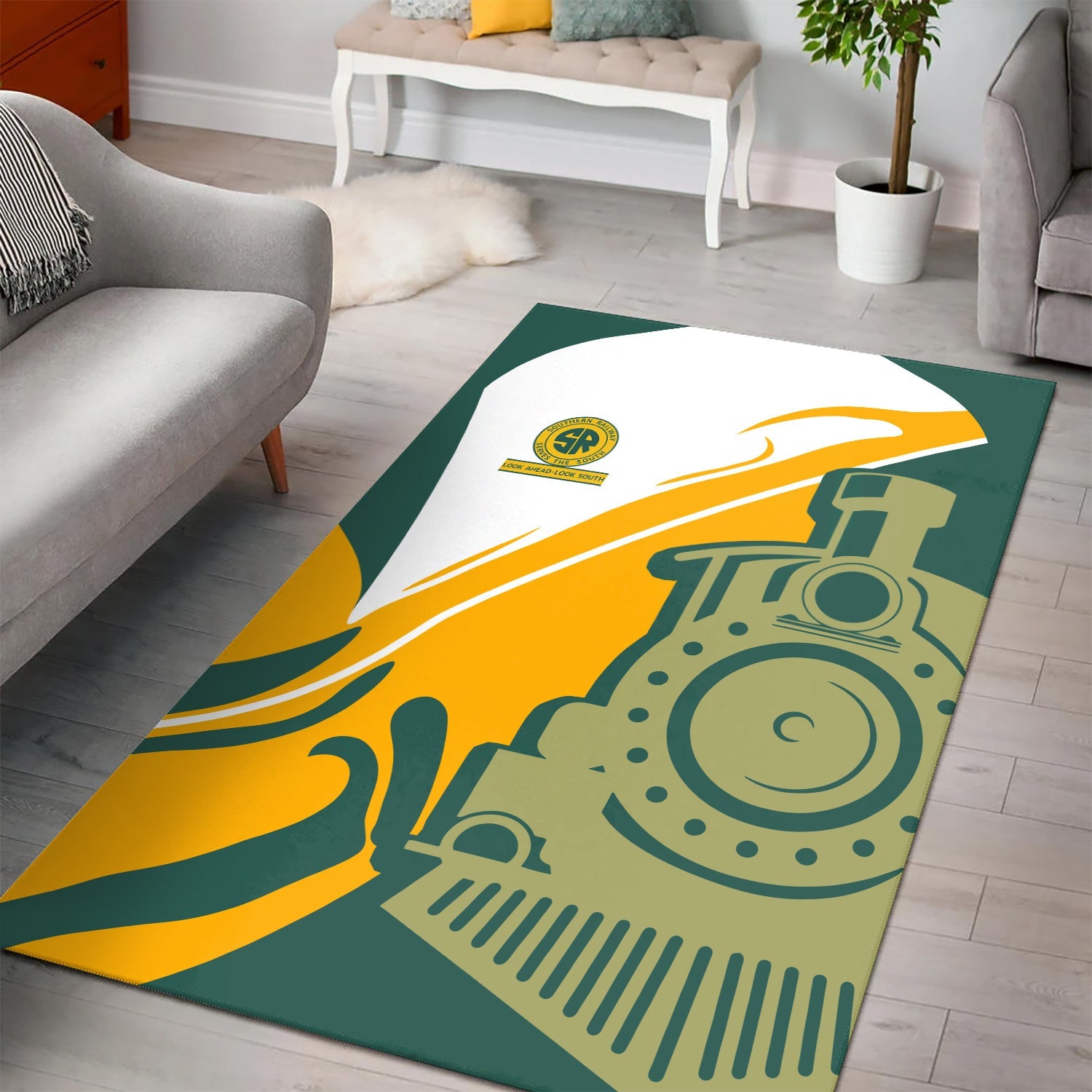 Railspirit Southern Railway U.S Area Rug Flame-Inspired Style SOU Rug Gift Idea For Train Lovers