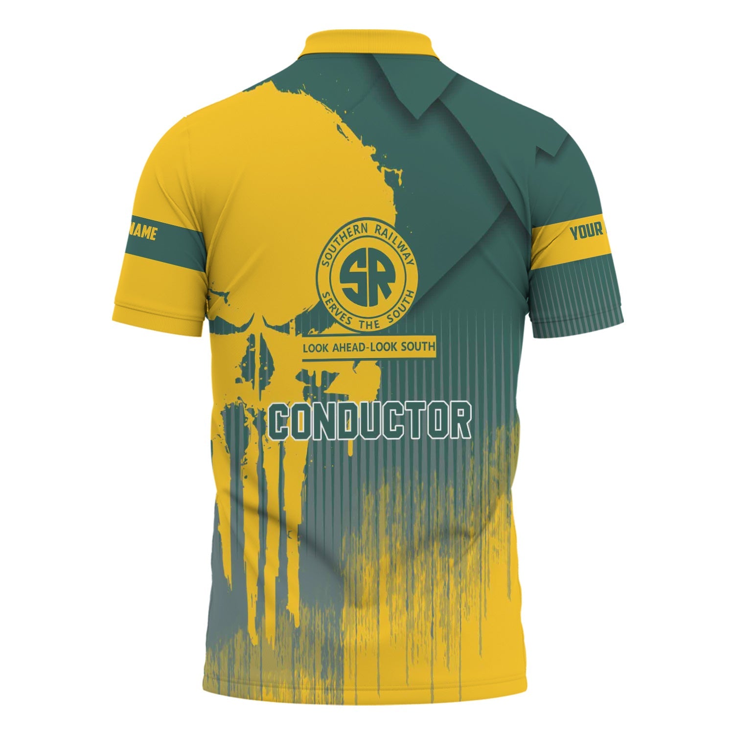 Railspirit Personalized Southern Railway U.S Polo Shirt Skull Design with Custom Job SOU Train Shirt for Trackhead Crew