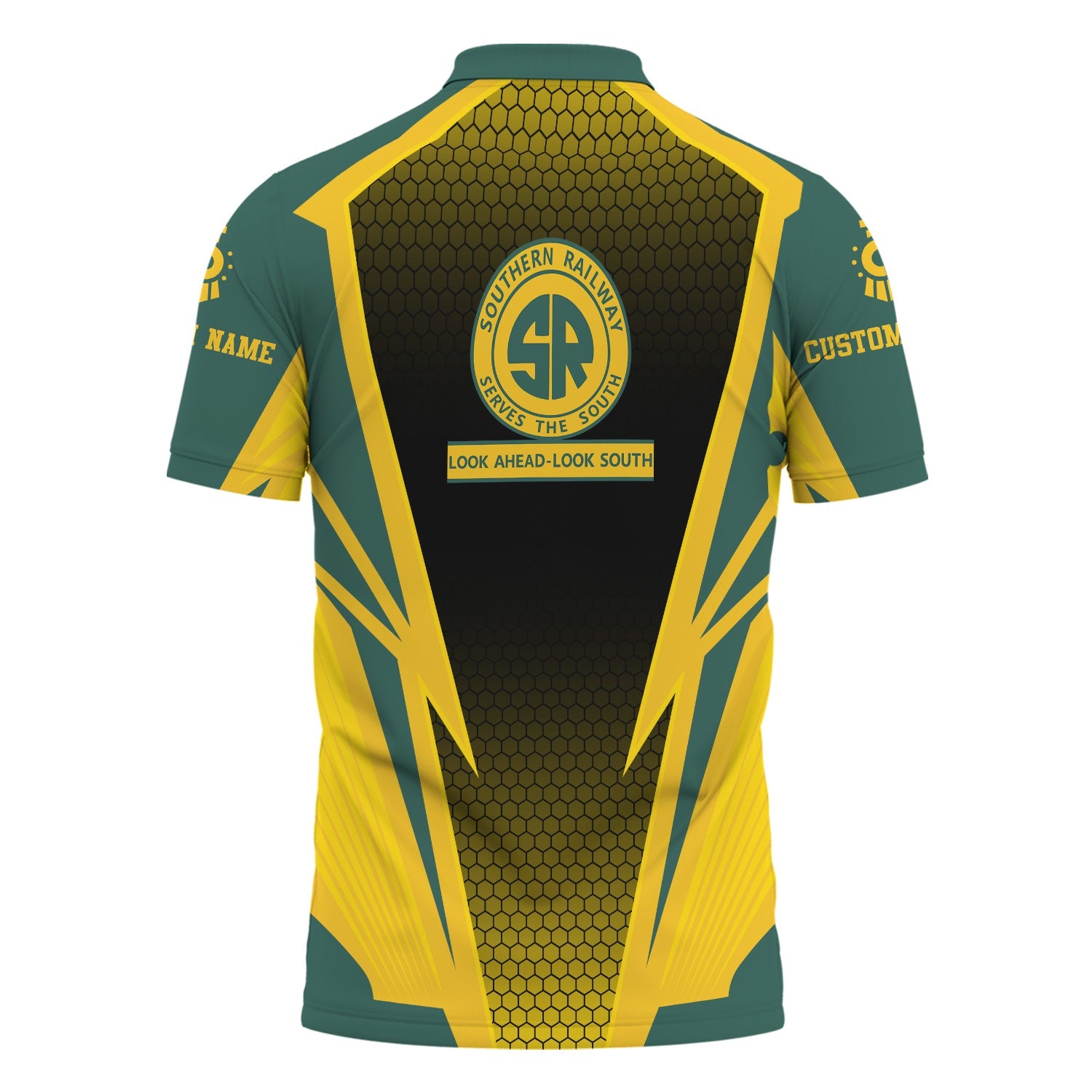 Railspirit Personalized Southern Railway U.S Polo Shirt Lightning Graphic Style SOU Shirt Gift Idea For Train Lover