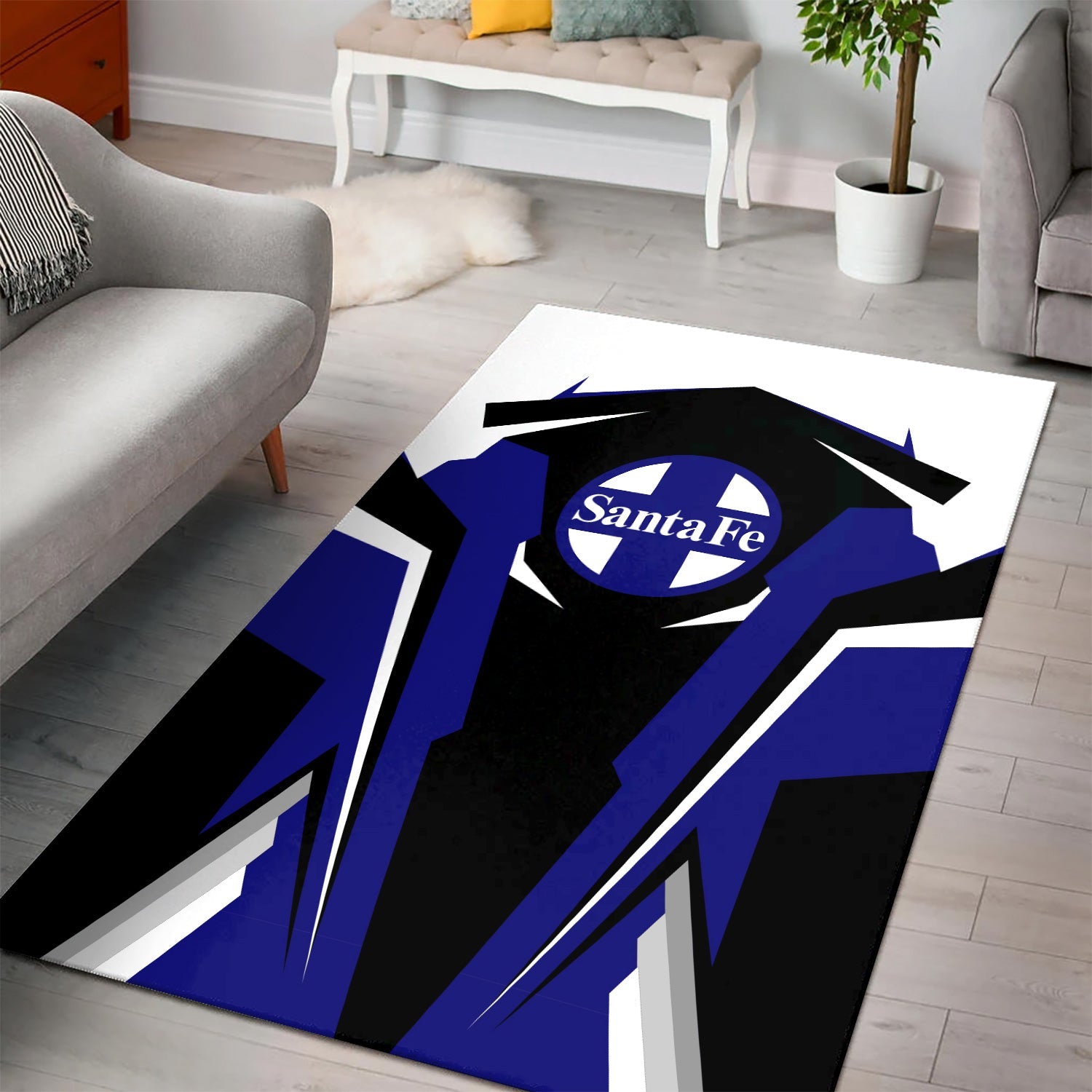 Railspirit Personalized Santa Fe Railway Area Rug Atchison, Topeka and Santa Fe Railway Strong Line Style  Train Area Rug Gift Idea For Train Lover