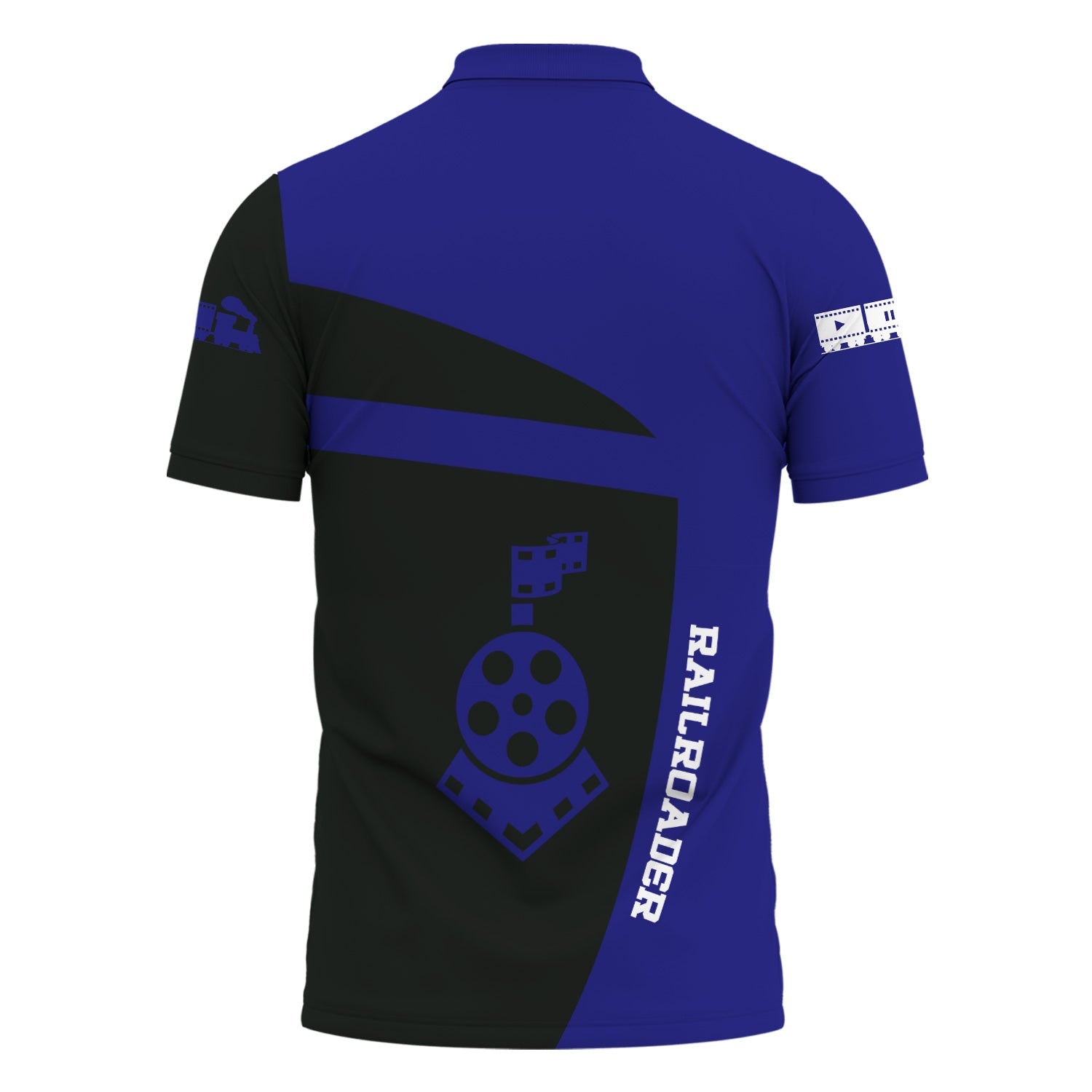 Railspirit Personalized Santa Fe Railway Polo Shirt All Aboard Steam Train Movie Projector Style Atchison, Topeka and Santa Fe Railway Shirt