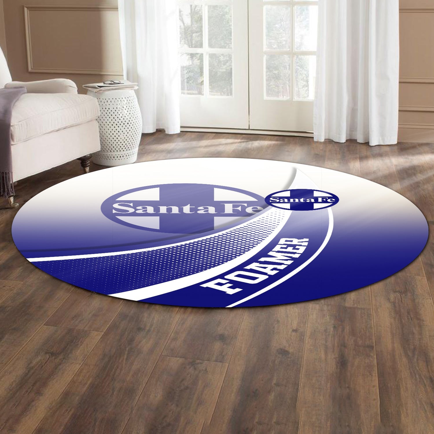 Railspirit Santa Fe Railway Round Mat Railway-Themed Style Atchison, Topeka and Santa Fe Railway Mat Gift Idea For Trainspotter