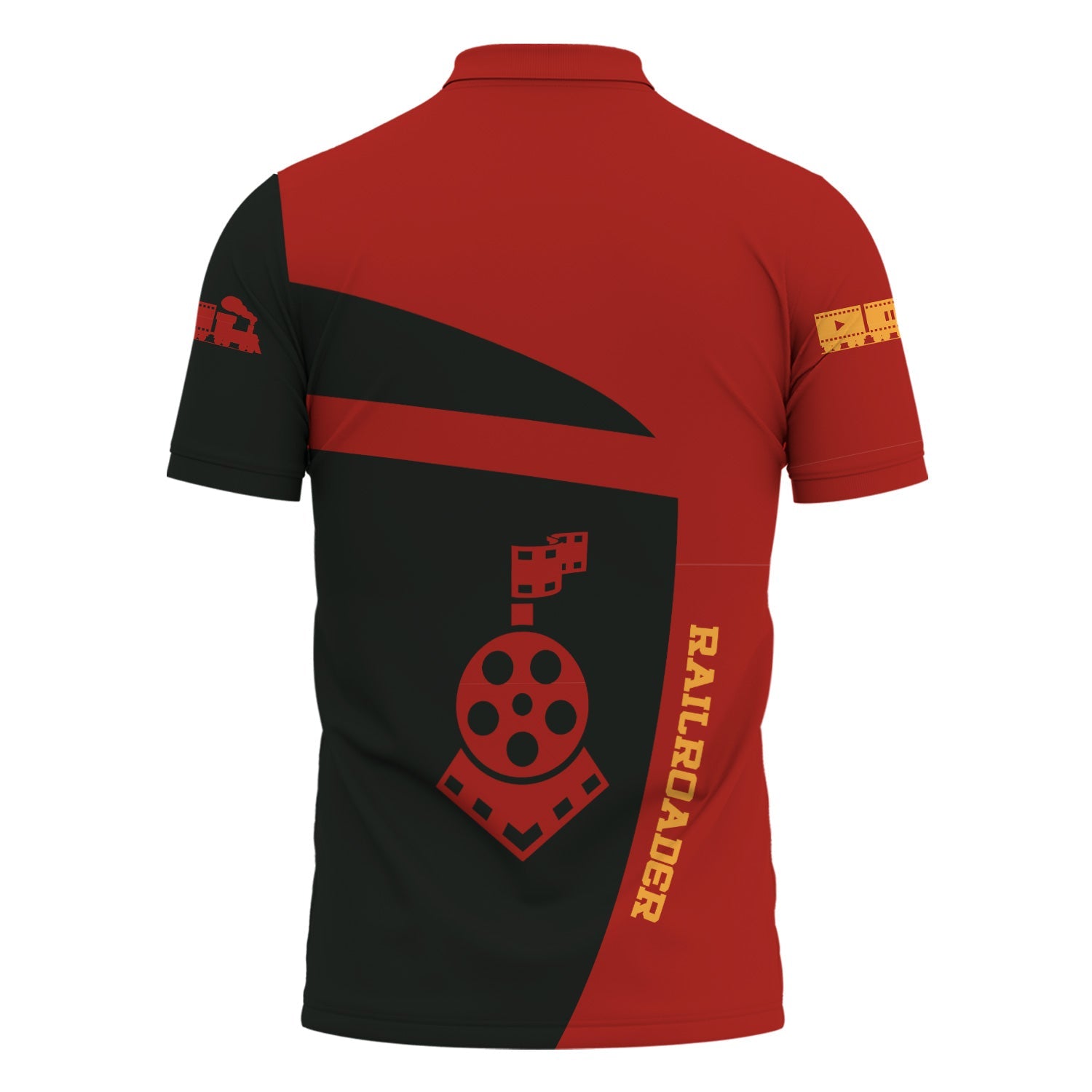 Railspirit Personalized Chicago South Shore and South Bend Railroad Polo Shirt All Aboard Steam Train Movie Projector Style Shirt