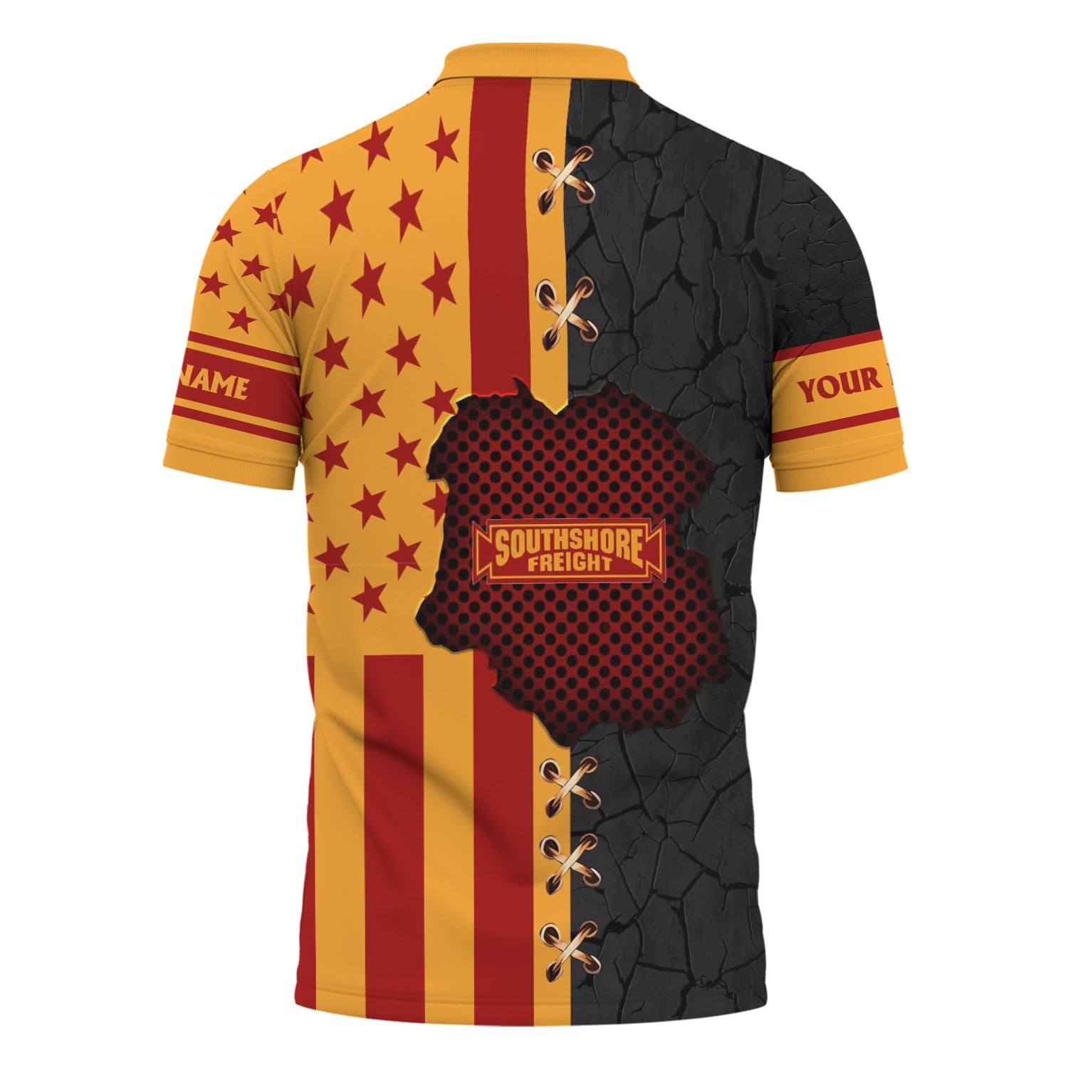 Railspirit Personalized Chicago South Shore and South Bend Railroad Polo Shirt American Flag with Crack Effect Train Shirt