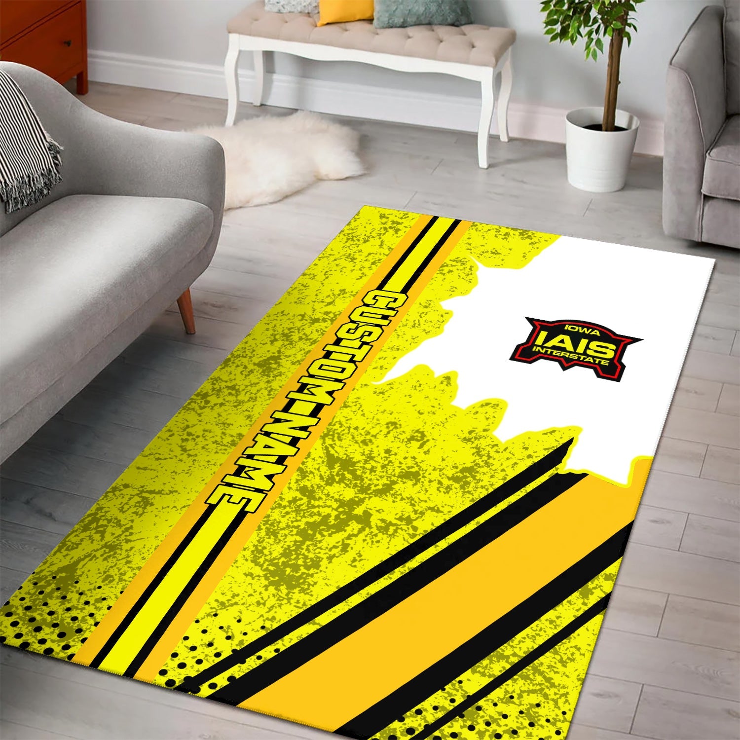 Railspirit Personalized Iowa Interstate Railroad Area Rug Vintage IAIS All Over Printed Rug
