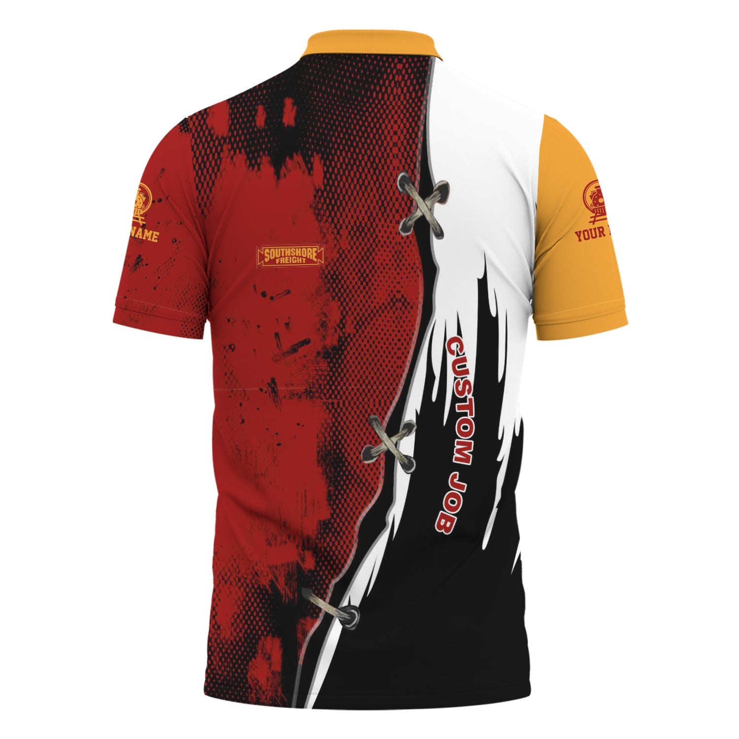 Railspirit Personalized Chicago South Shore and South Bend Railroad Polo Shirt Retro Stitches Design with Custom Position Train Shirt