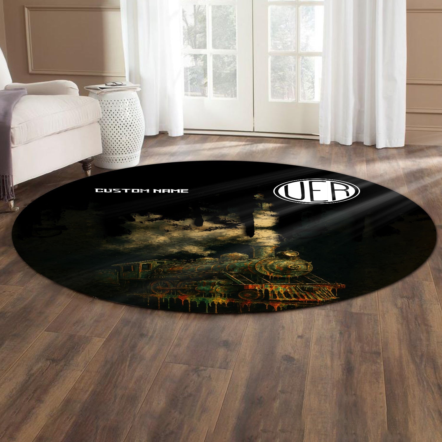 Railspirit Personalized Union Electric Railway Round Mat Vintage Train Art Style Mat For Locomotive Fans