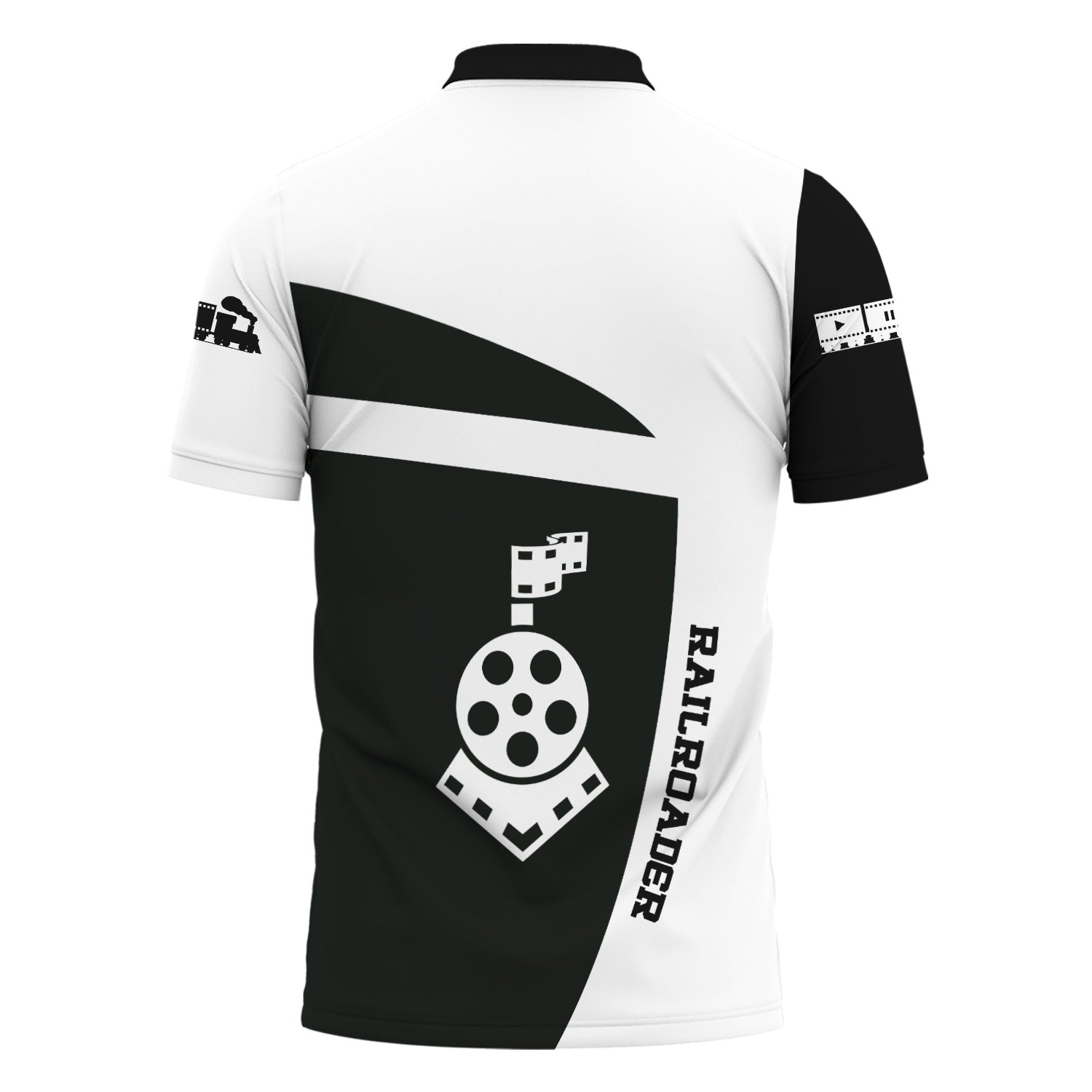 Railspirit Personalized Union Electric Railway Polo Shirt All Aboard Steam Train Movie Projector Style Shirt