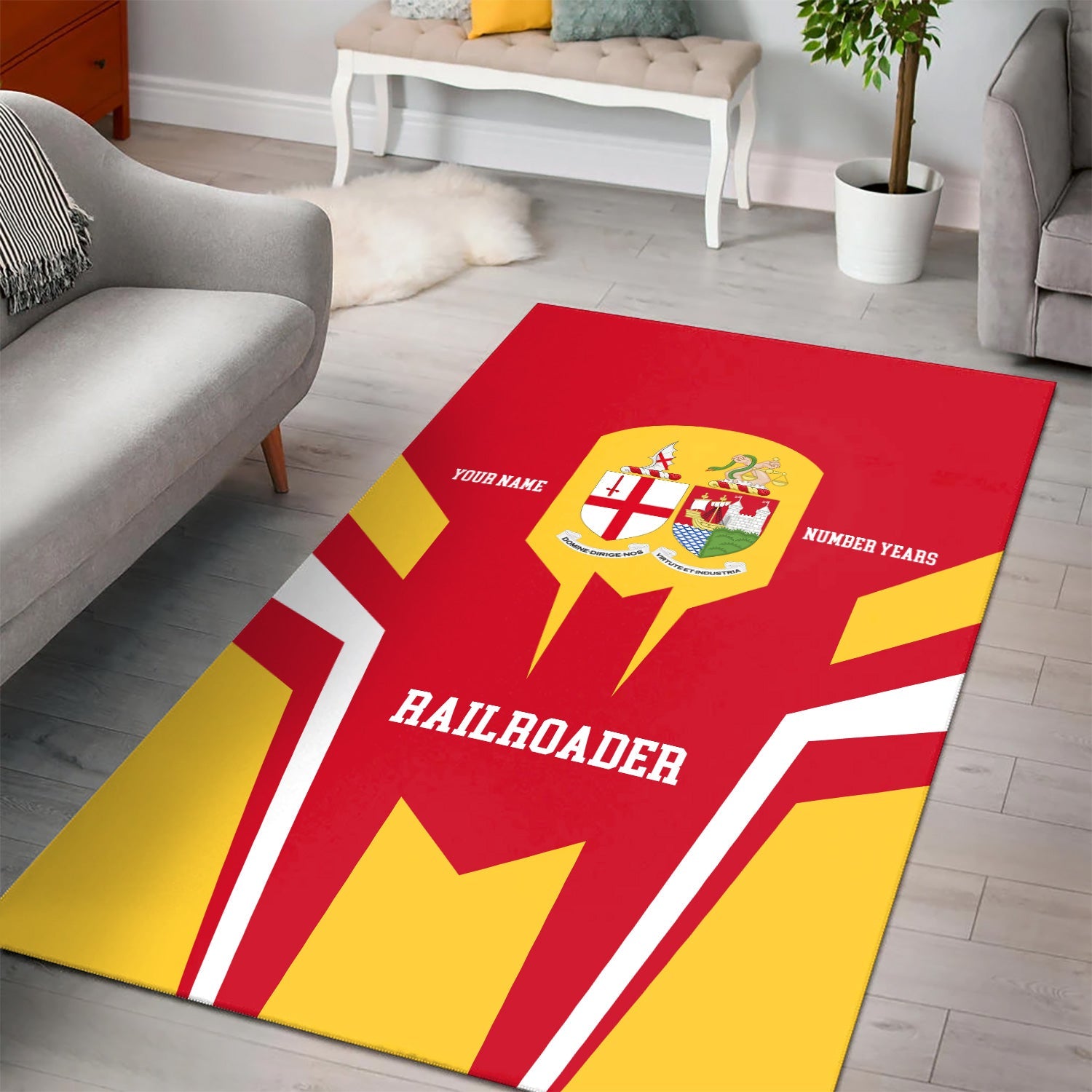Railspirit Personalized Great Western Railway Area Rug Custom Year Railroader Rug Gift Idea For Train Lover