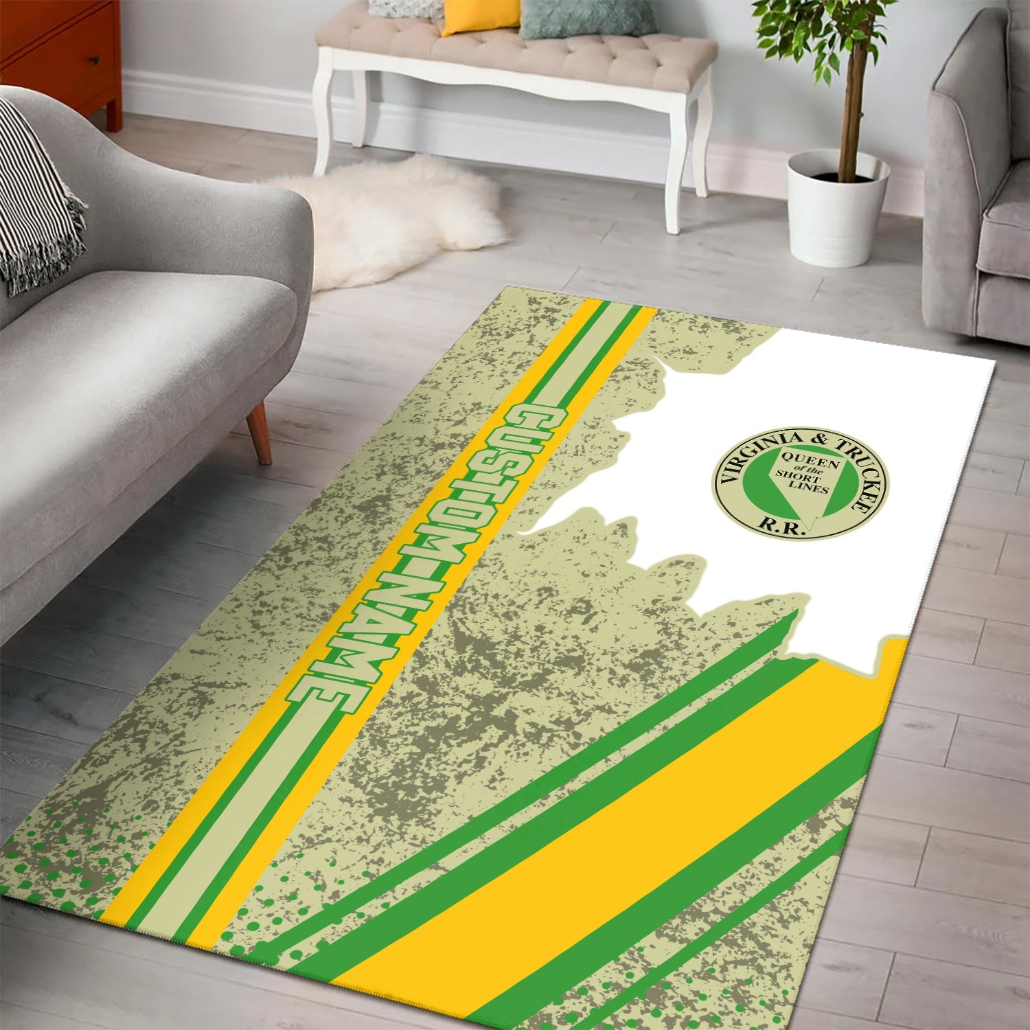 Railspirit Personalized Virginia & Truckee Railroad Area Rug Vintage All Over Printed Rug