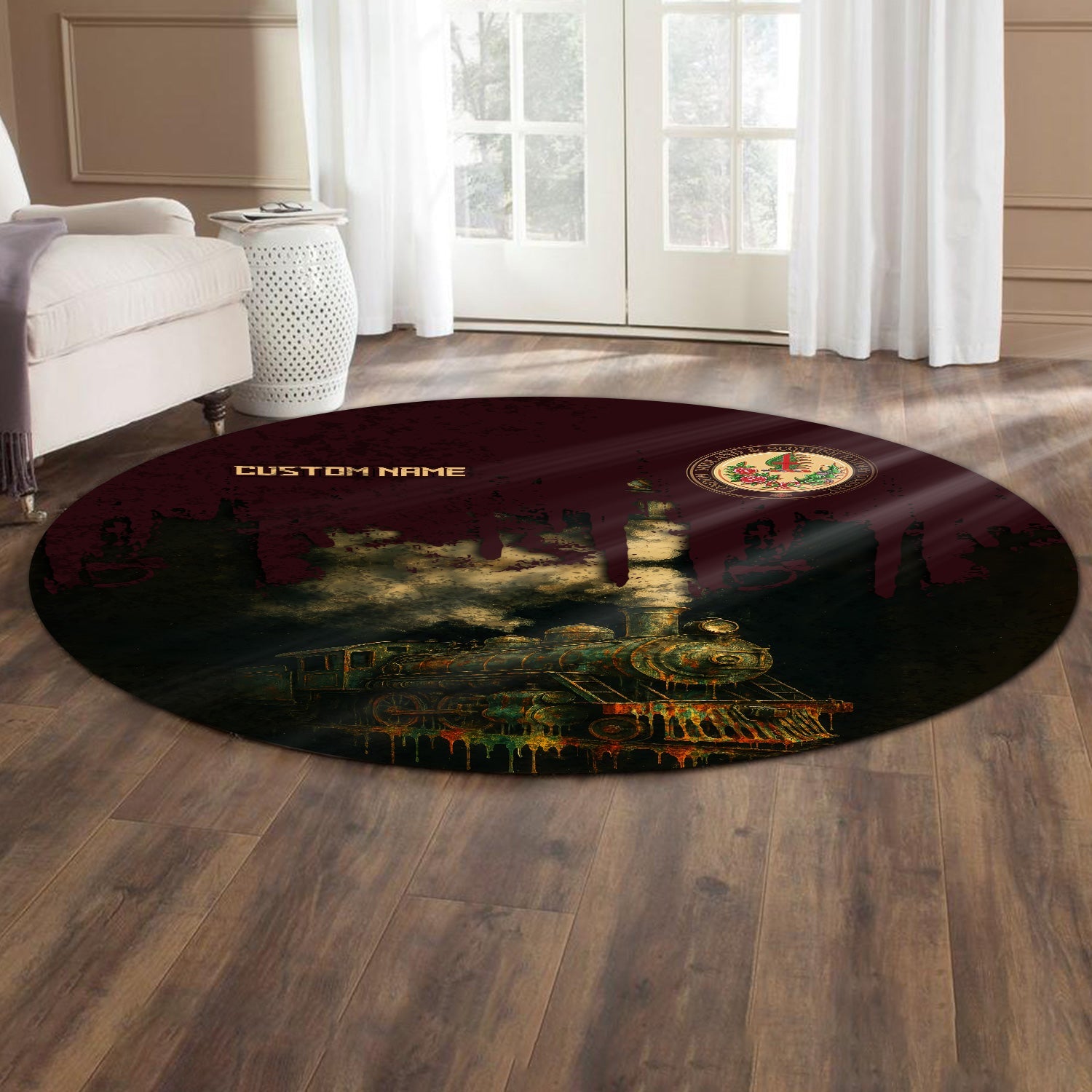 Railspirit Personalized London, Midland and Scottish Railway Round Mat Vintage Train Art Style Mat For Locomotive Fans