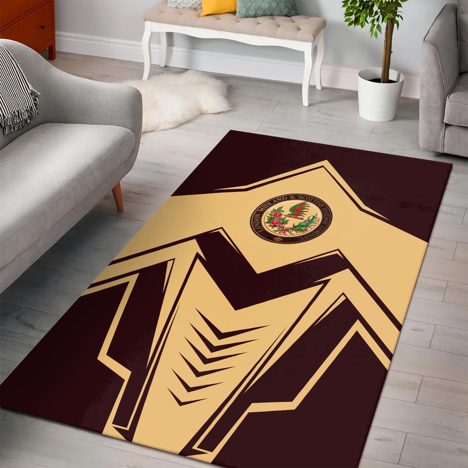 Railspirit London, Midland and Scottish Railway Area Rug Railway Trainspotter Style Rug Gift Idea For Foamers