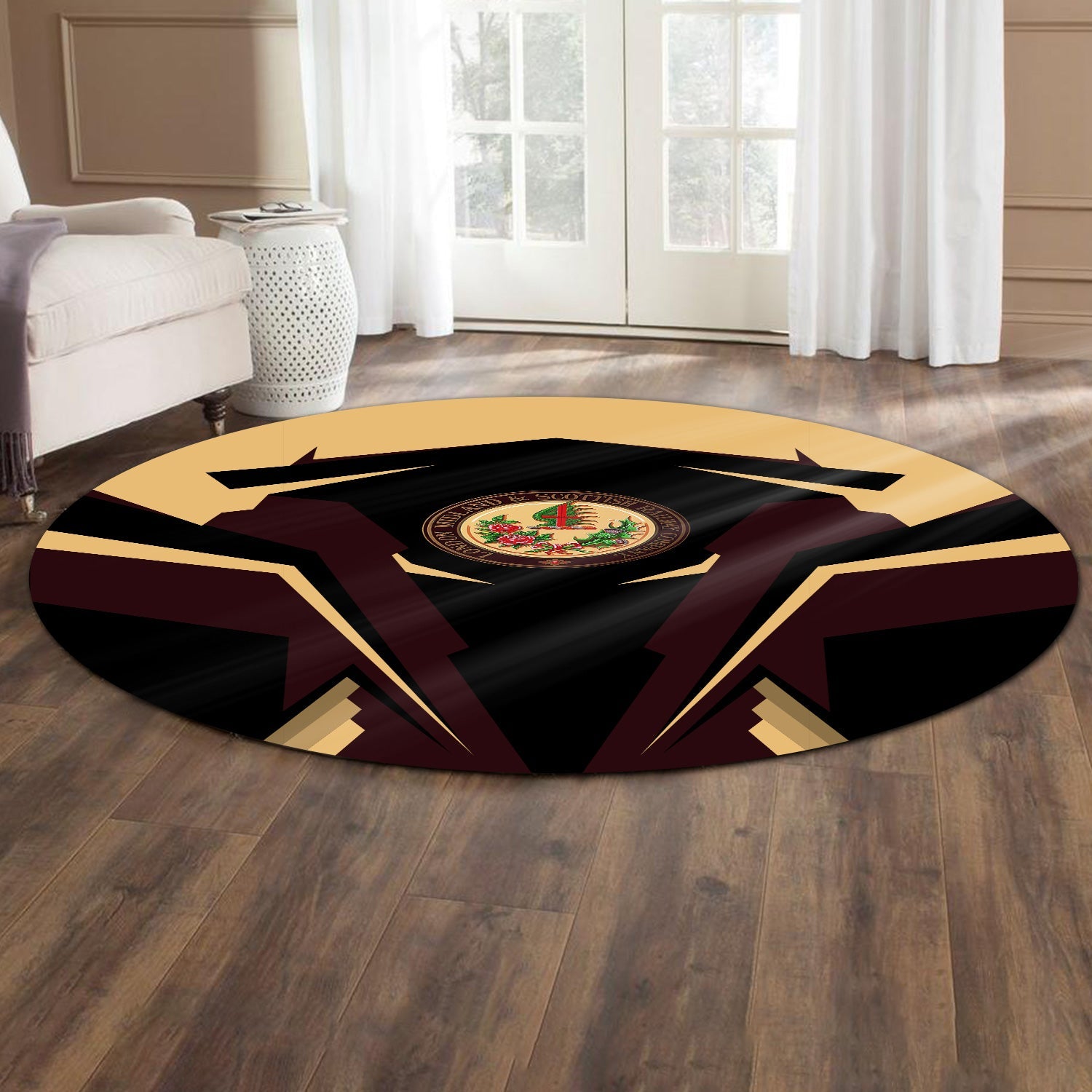 Railspirit London, Midland and Scottish Railway Round Mat Strong Line Style Rug All Over Print