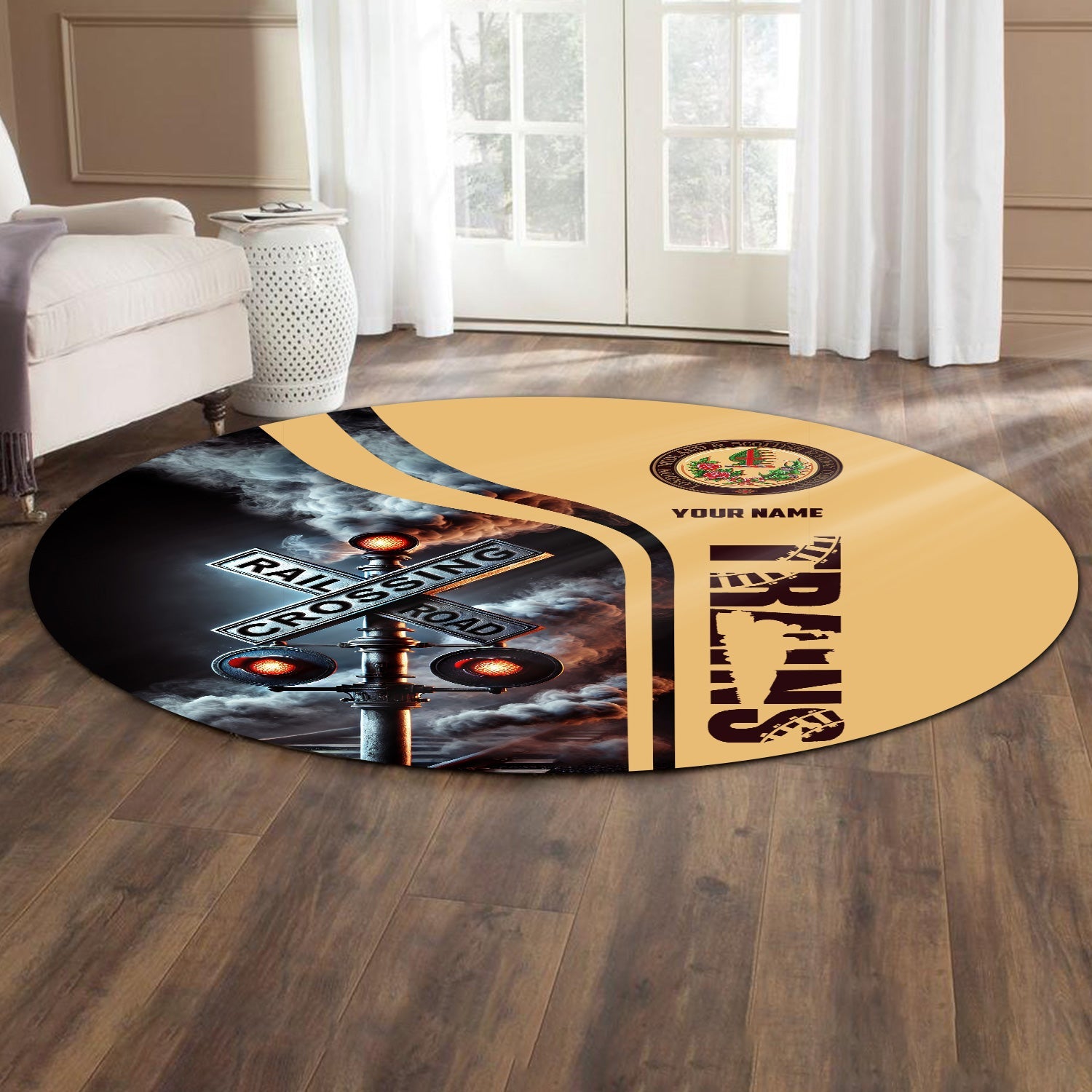 Railspirit Personalized London, Midland and Scottish Railway Round Mat Railroad Crossing Sign Mat All Over Print