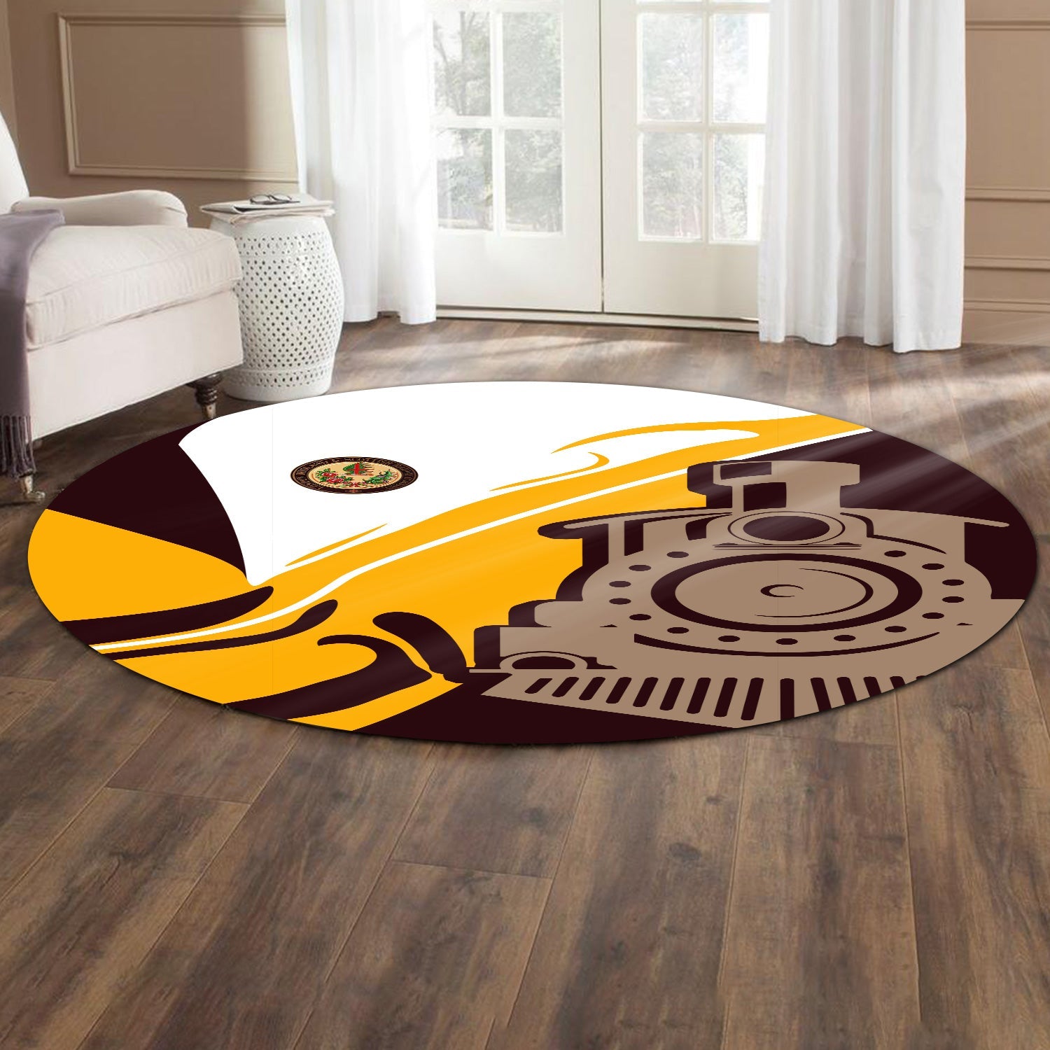 Railspirit London, Midland and Scottish Railway Round Mat Flame-Inspired Style Mat Gift Idea For Train Lovers