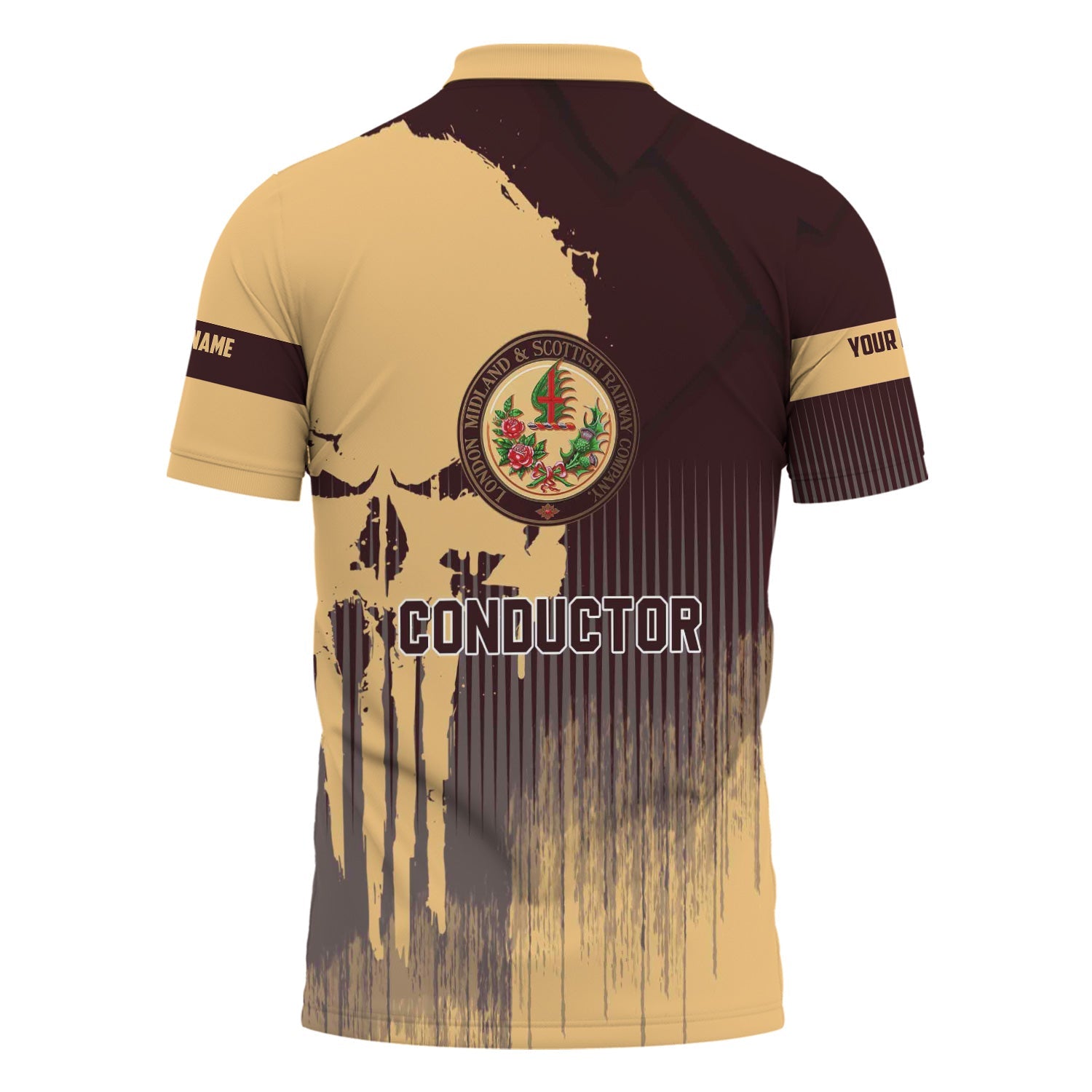 Railspirit Personalized London, Midland and Scottish Railway Polo Shirt Skull Design with Custom Job Train Shirt for Trackhead Crew