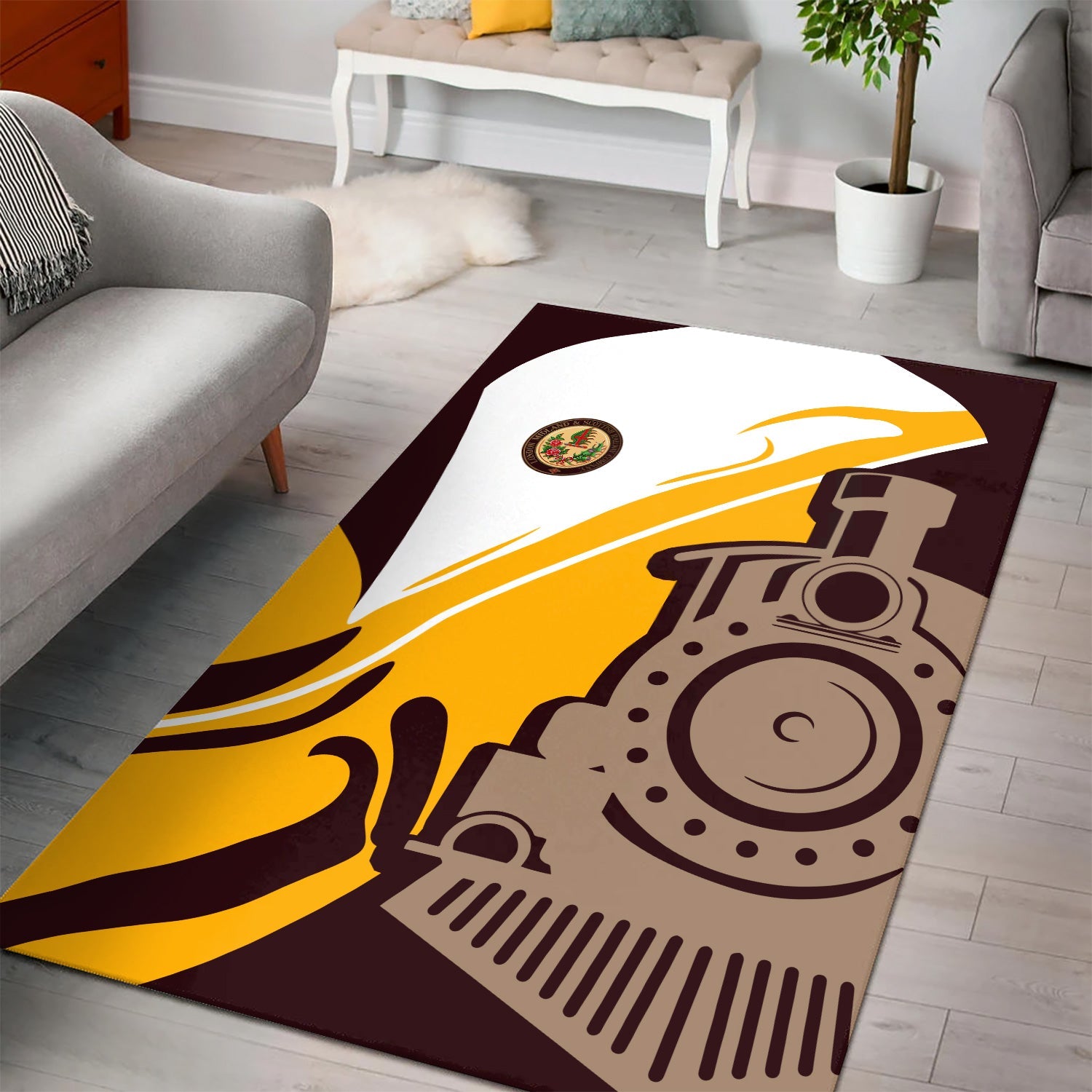 Railspirit London, Midland and Scottish Railway Area Rug Flame-Inspired Style Rug Gift Idea For Train Lovers