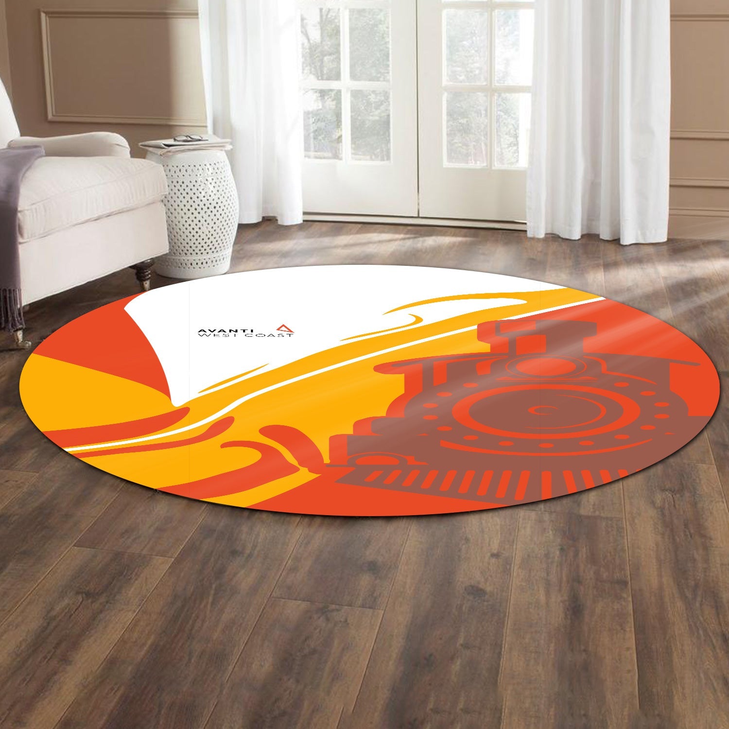 Railspirit Avanti West Coast Round Mat Flame-Inspired Style Mat Gift Idea For Train Lovers