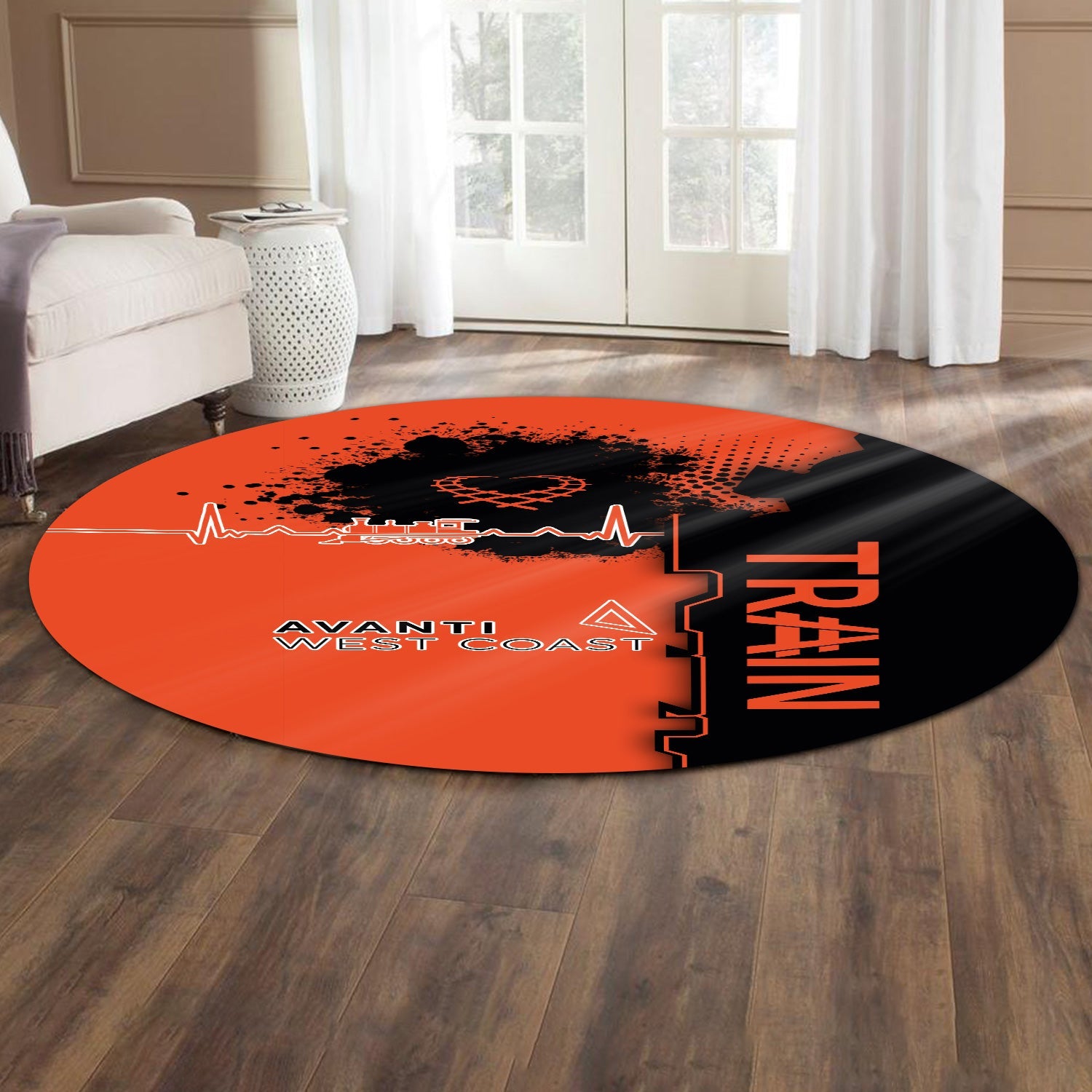 Railspirit Avanti West Coast Round Mat Engine Heartbeat and Track Love Style Mat Gift Idea For Train Lovers