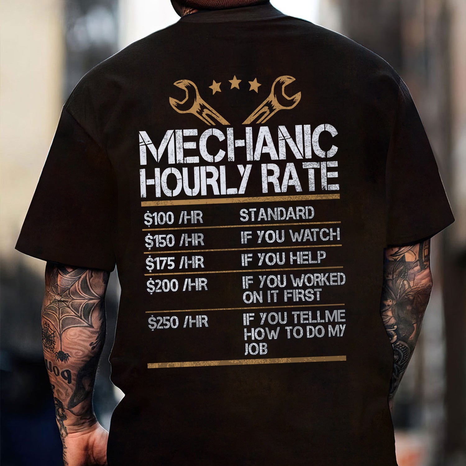Mechanic Hourly Rate Funny Mechanic Shirt, Car Guy Garage Tee for Auto Repair Technicians & Car Lover