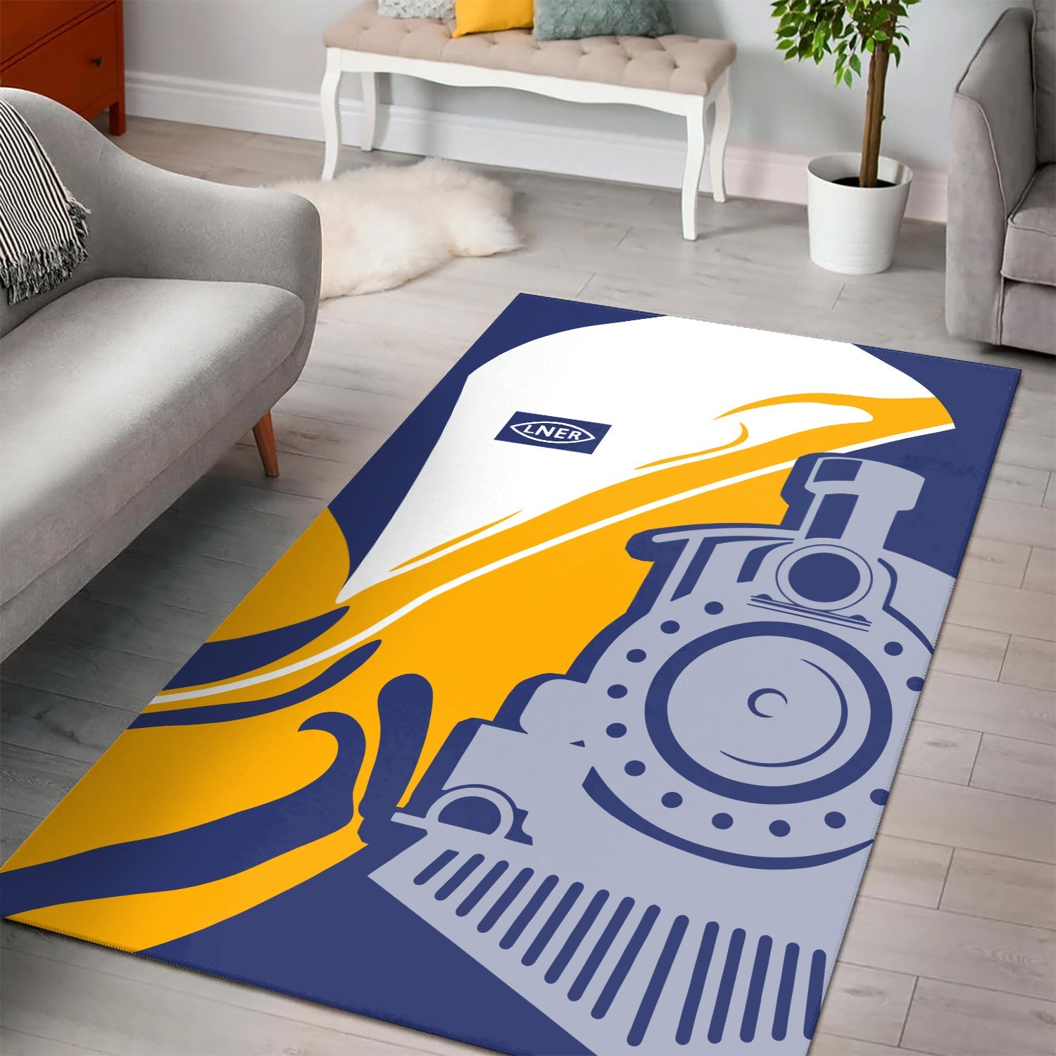 Railspirit London and North Eastern Railway Area Rug Flame-Inspired Style Rug Gift Idea For Train Lovers
