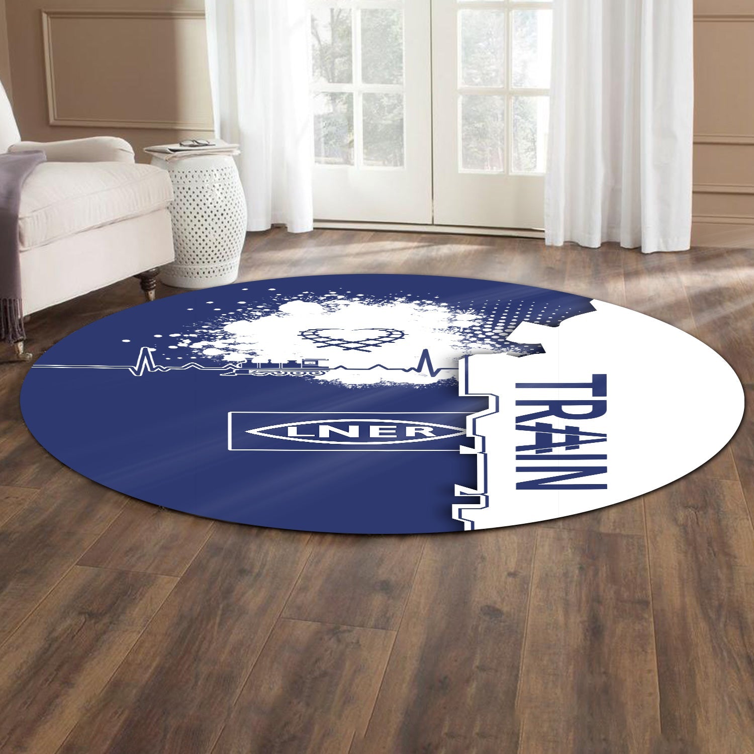 Railspirit London and North Eastern Railway Round Mat Engine Heartbeat and Track Love Style Mat Gift Idea For Train Lovers