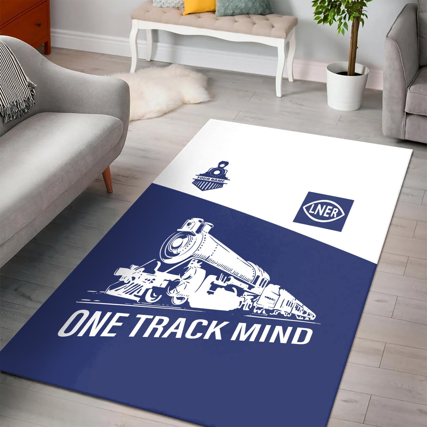 Railspirit Personalized London and North Eastern Railway Area Rug One Track Mind Train Rug Gift Idea For Train Lover