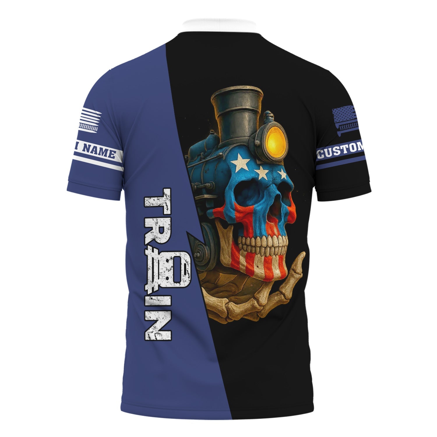 Railspirit Personalized London and North Eastern Railway Polo Shirt Train Skull American Flag Shirt All Over Print
