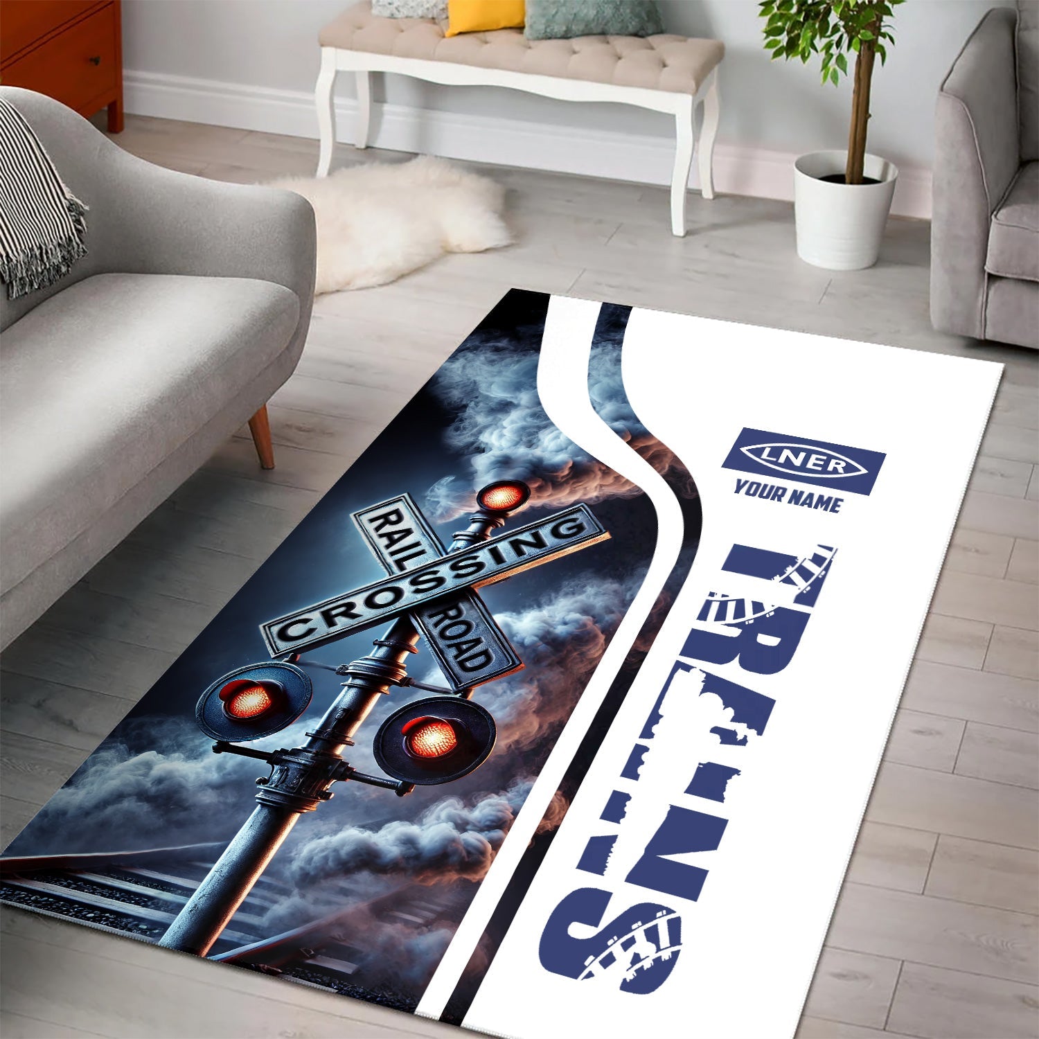 Railspirit Personalized London and North Eastern Railway Area Rug Railroad Crossing Sign Rug All Over Print