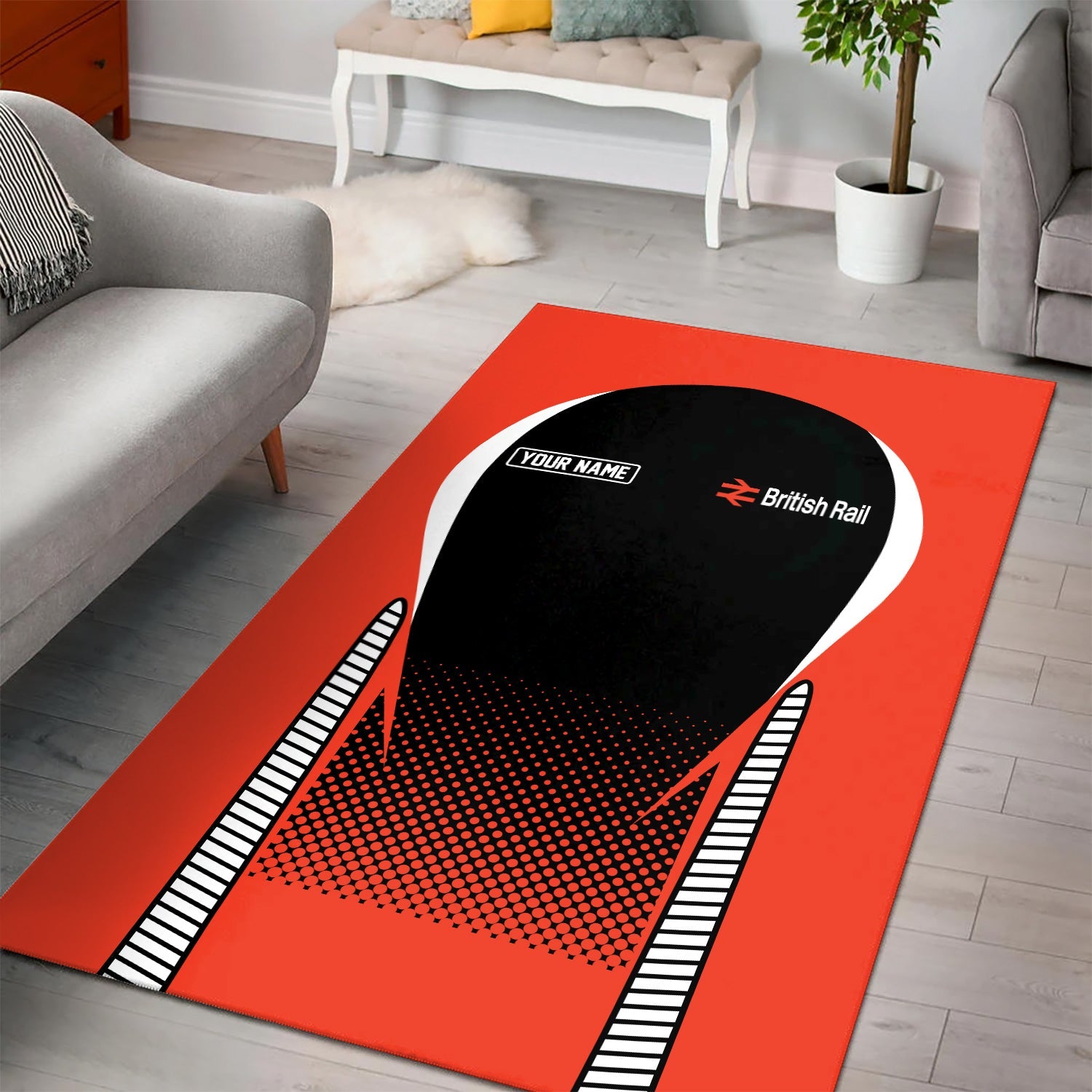 Railspirit Personalized Bristish Railway Area Rug All Over Printed Rug