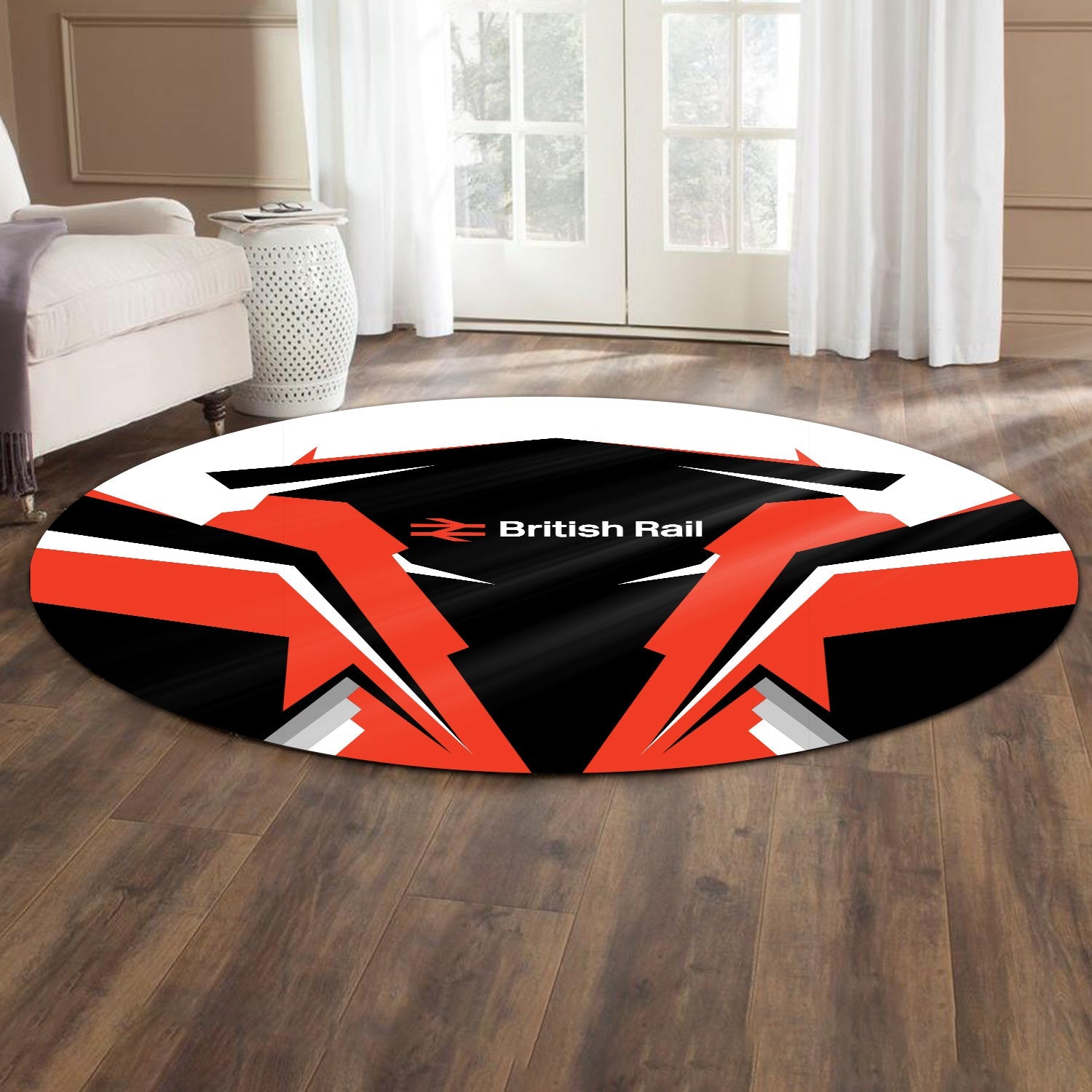 Railspirit British Railway Round Mat Strong Line Style Rug All Over Print