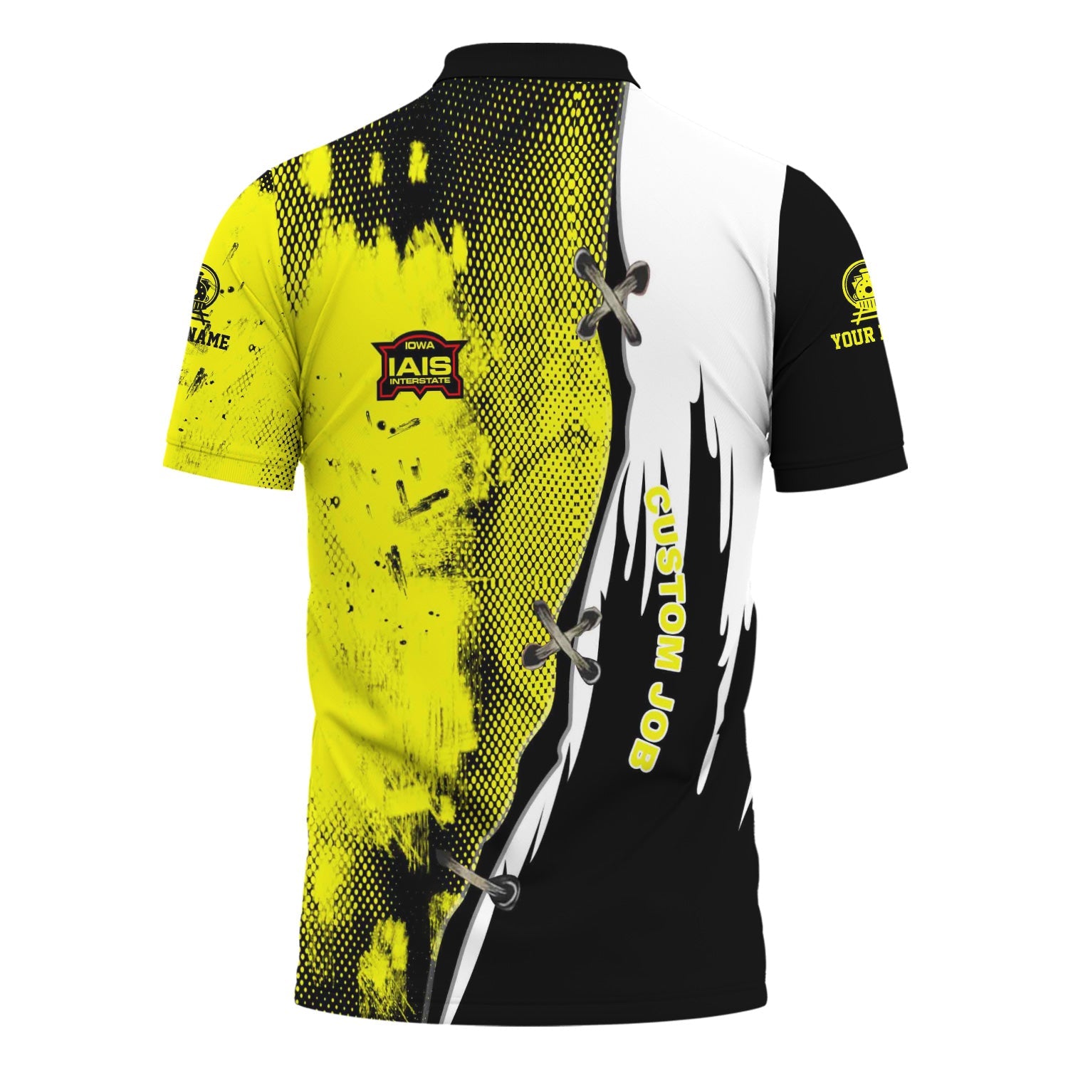 Railspirit Personalized Iowa Interstate Railroad Polo Shirt Retro Stitches Design with Custom Position IAIS Train Shirt