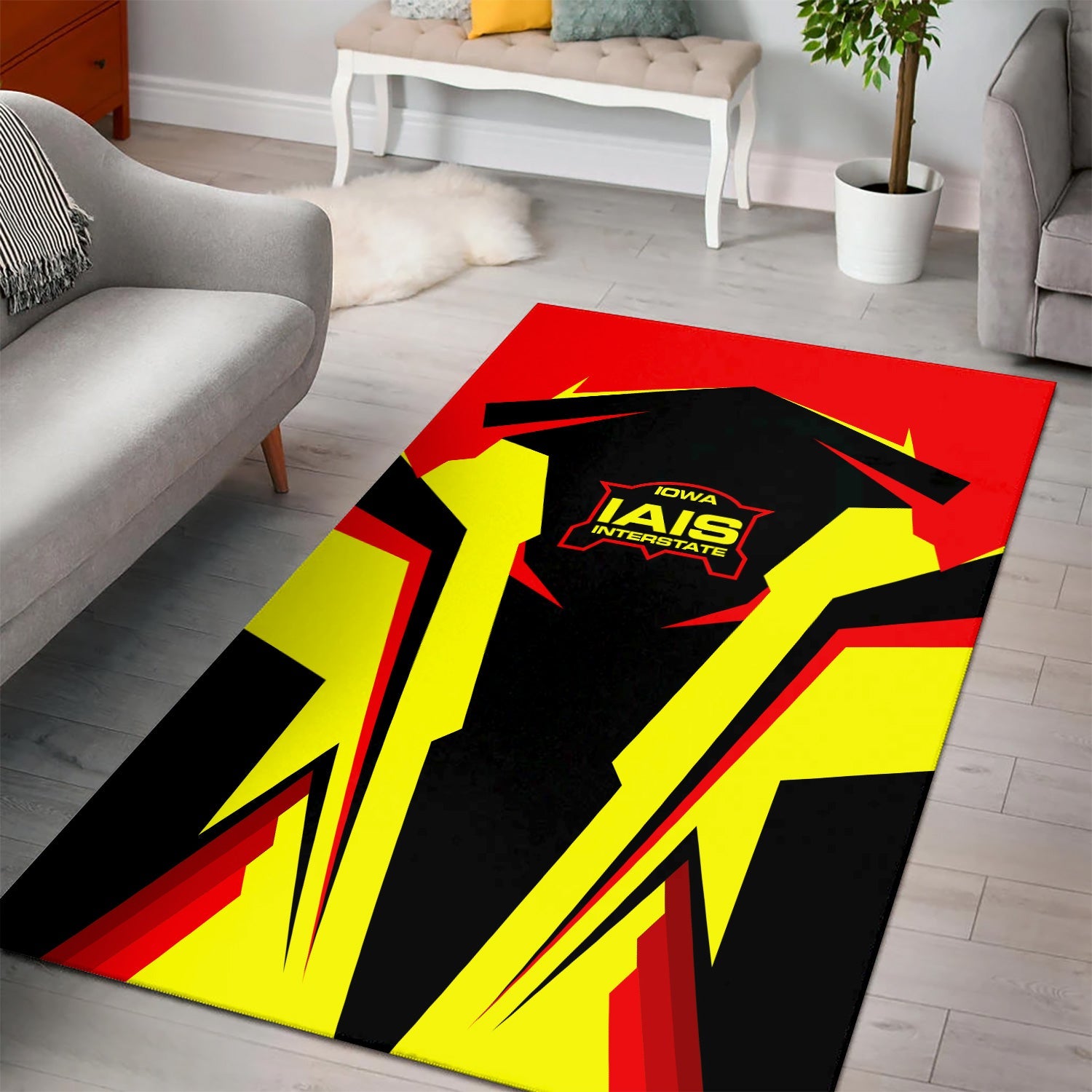 Railspirit Personalized Iowa Interstate Railroad Area Rug IAIS Strong Line Style Train Area Rug Gift Idea For Train Lover