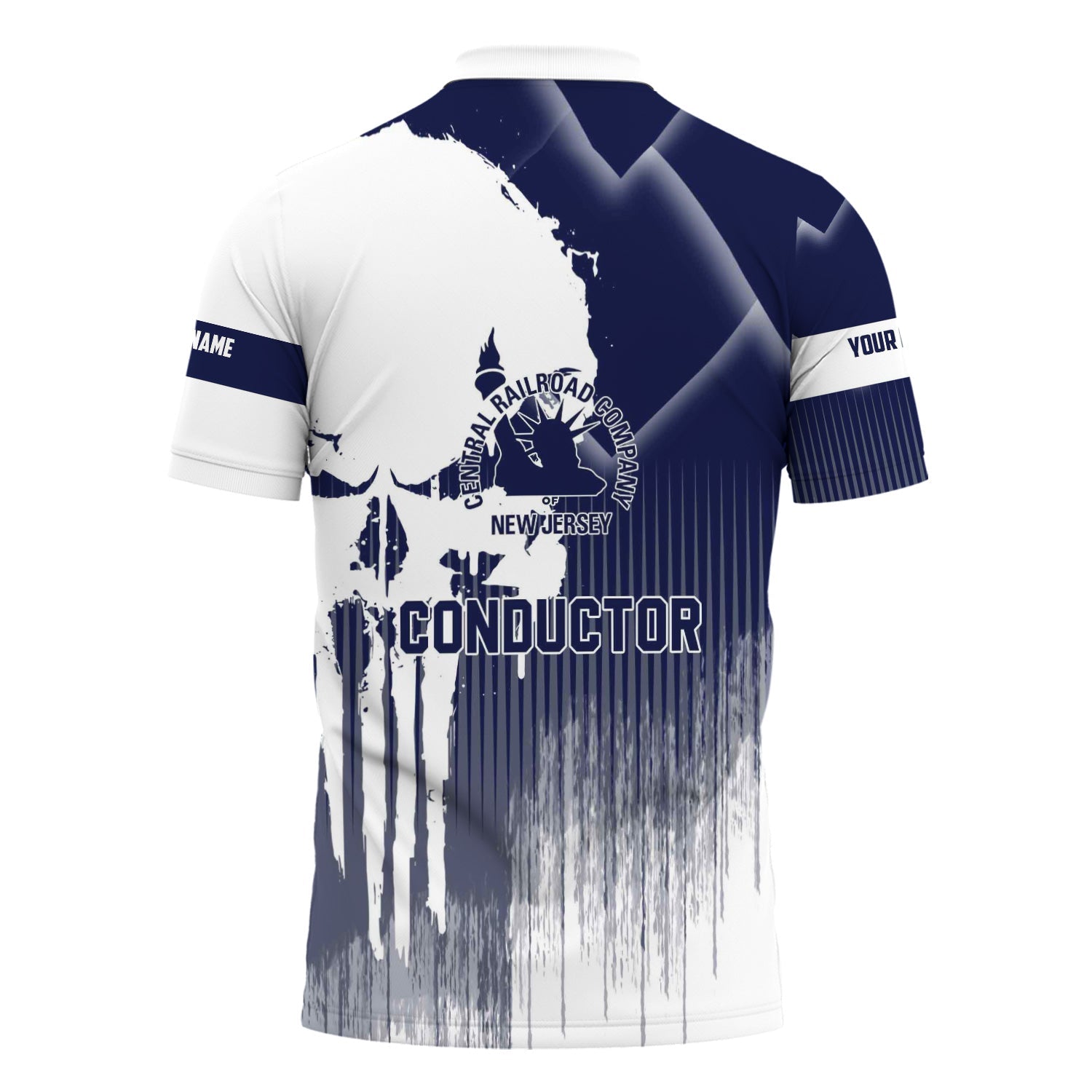 Railspirit Personalized Jersey Central Railroad Polo Shirt Skull Design with Custom Job CNJ Train Shirt for Trackhead Crew